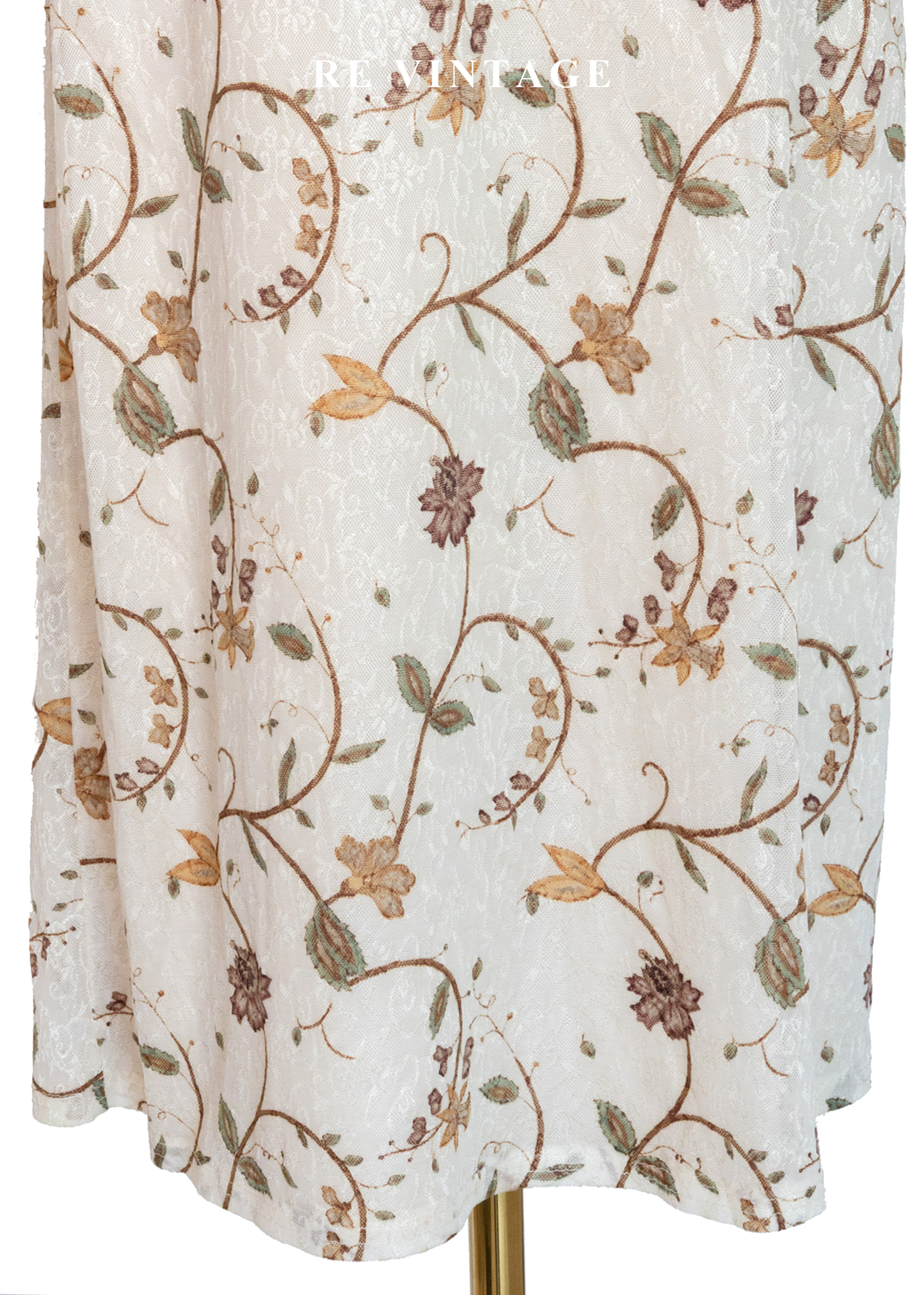 植物標本花朵米白色長裙(27-30")6