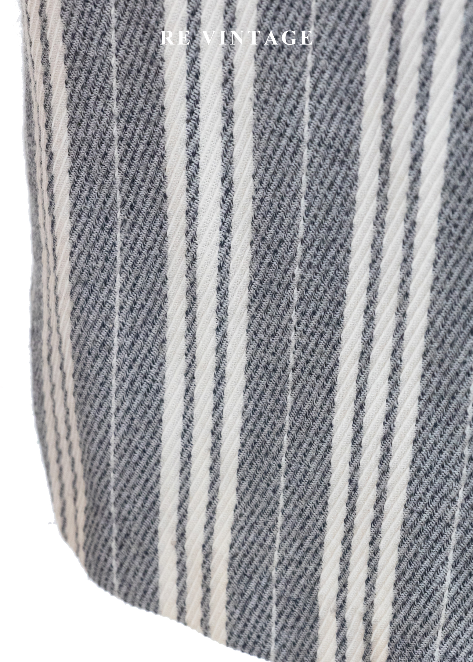 摩登序曲 - 奶油灰粗細條紋排扣直筒裙(25")10