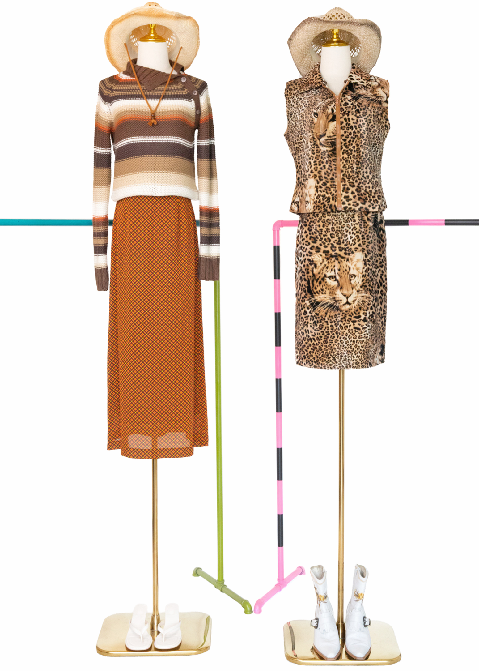 菱格小花奶酥派長裙(25")2