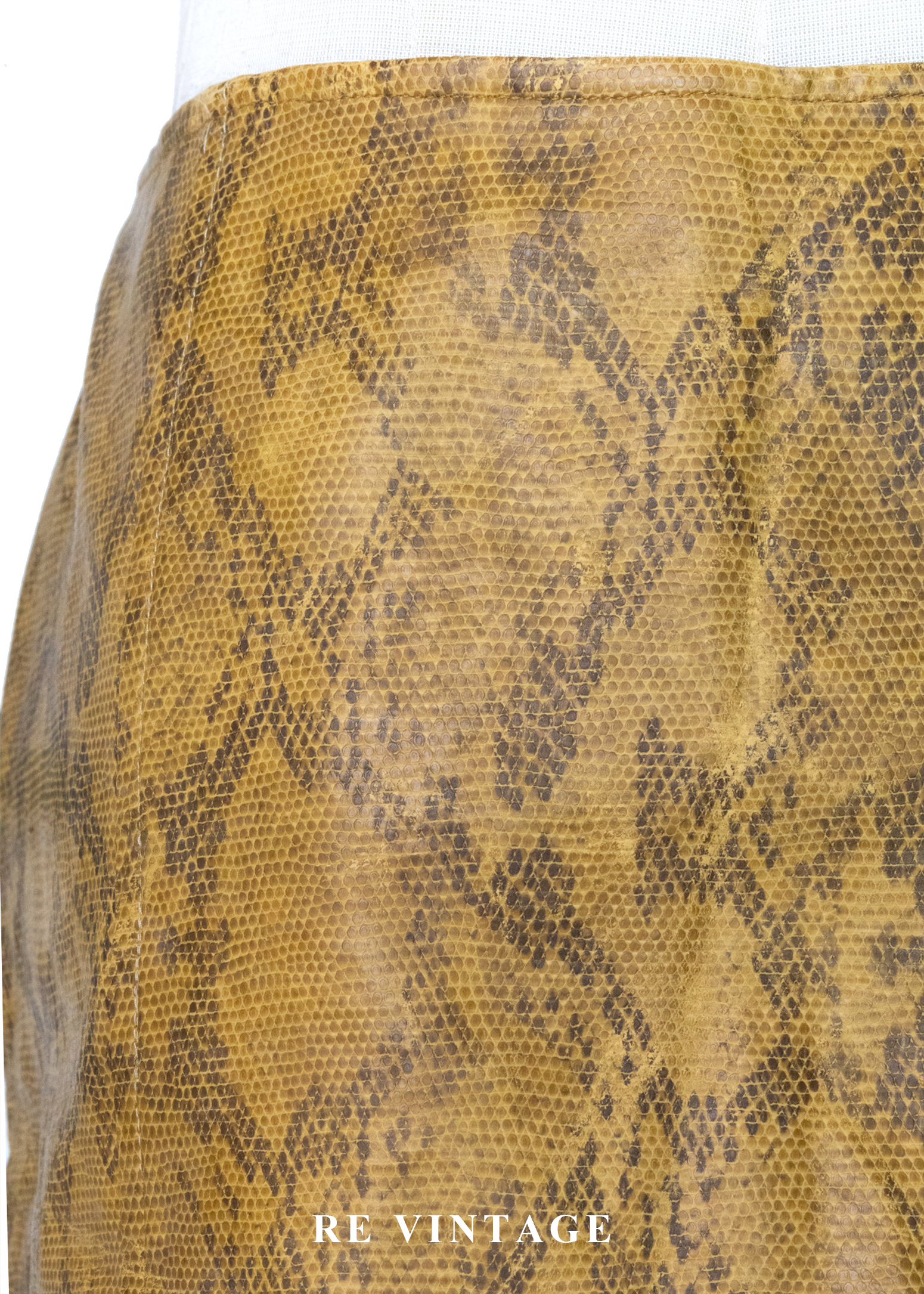 芥末黃蟒蛇紋皮革短裙(26")5