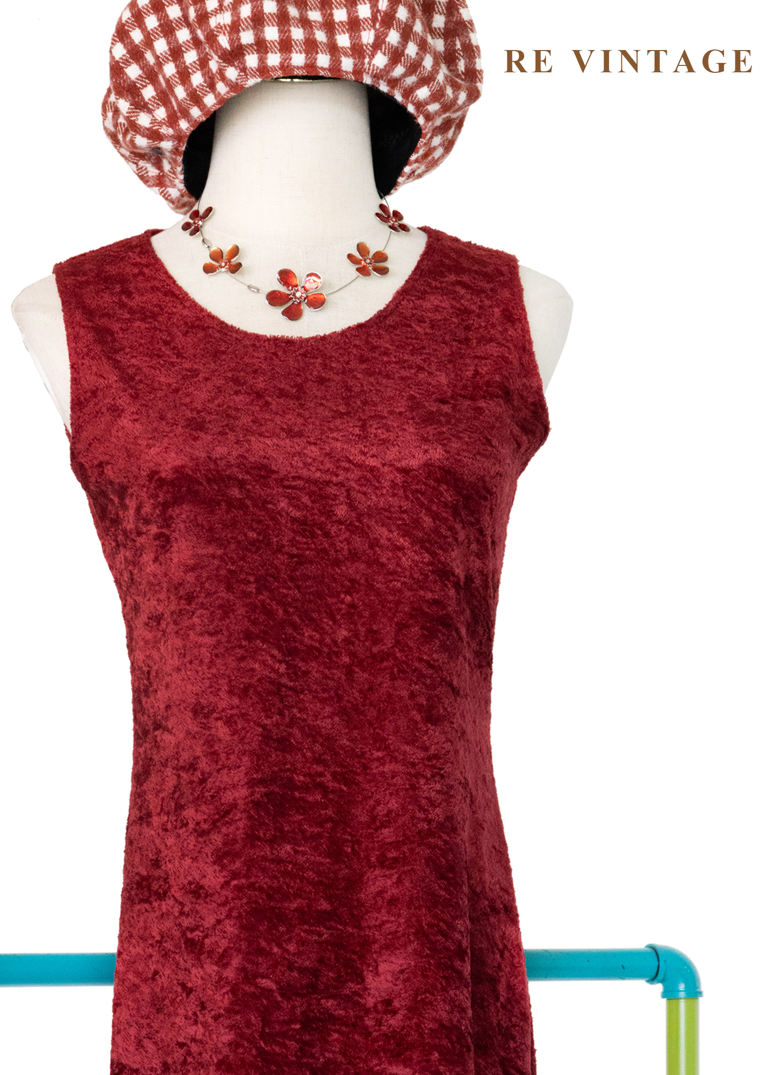 紅酒短絨火辣光澤長洋裝3