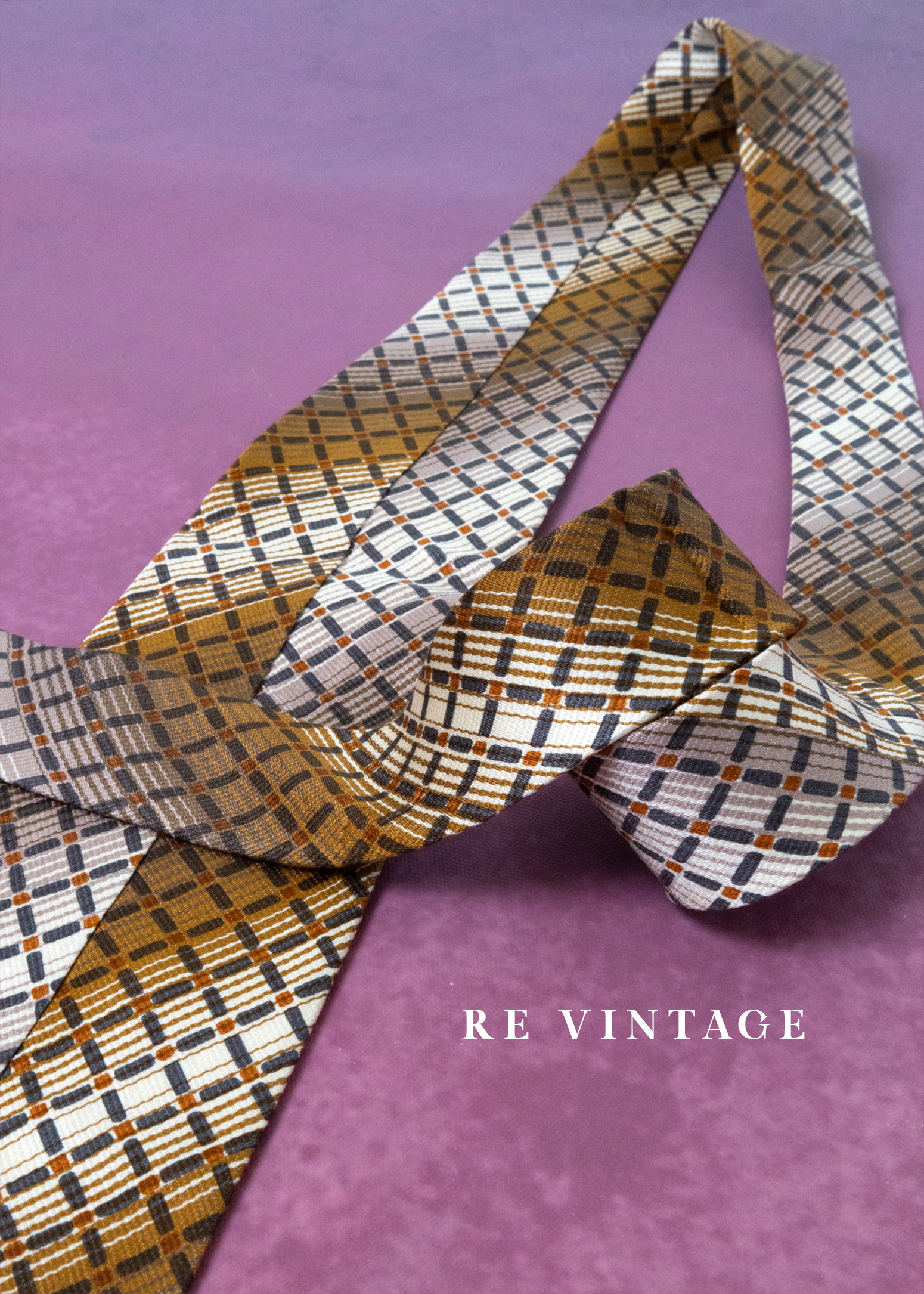 褐霧斜影格紋排列領帶5