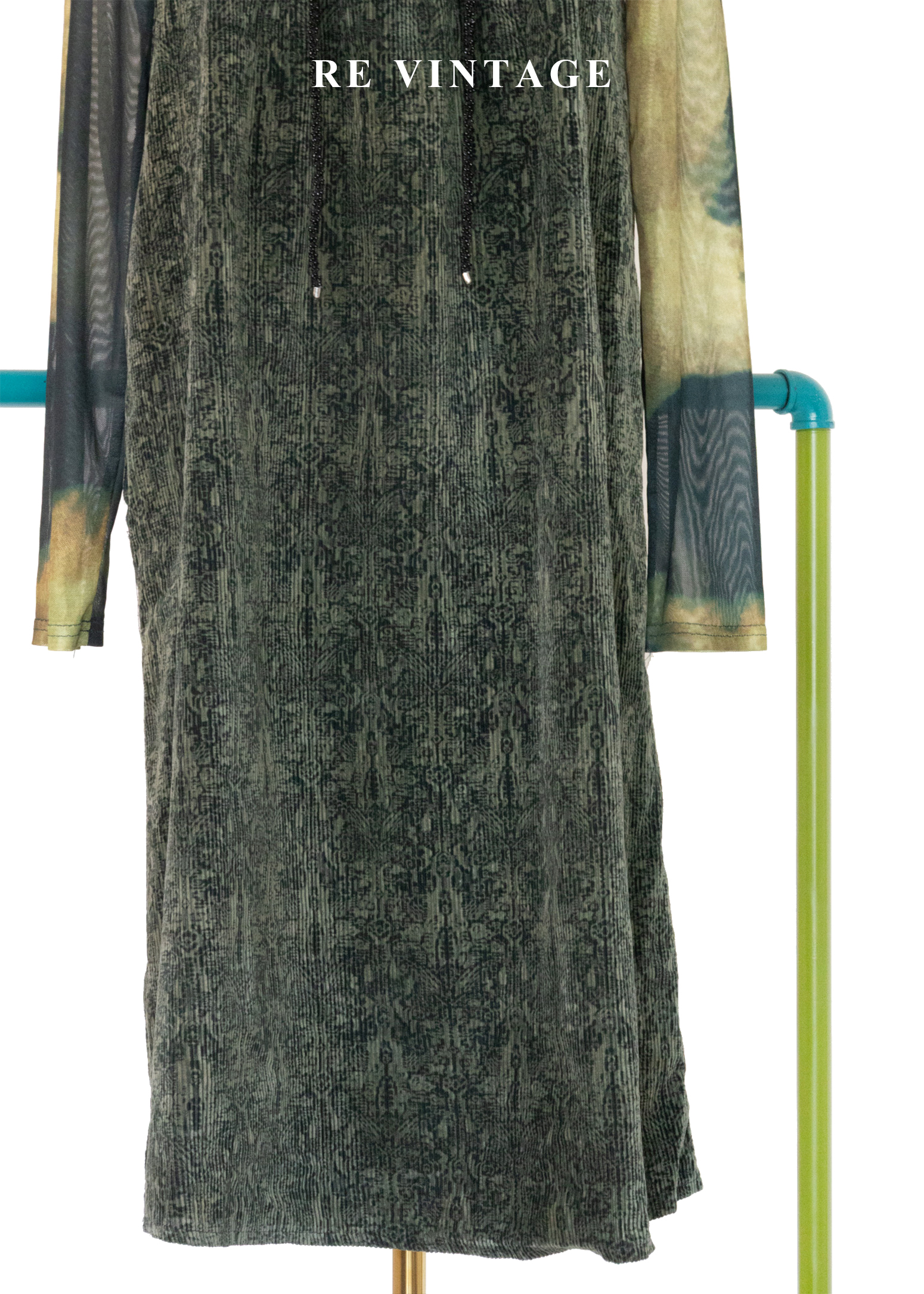 苔影紋路燈芯絨洋裝4