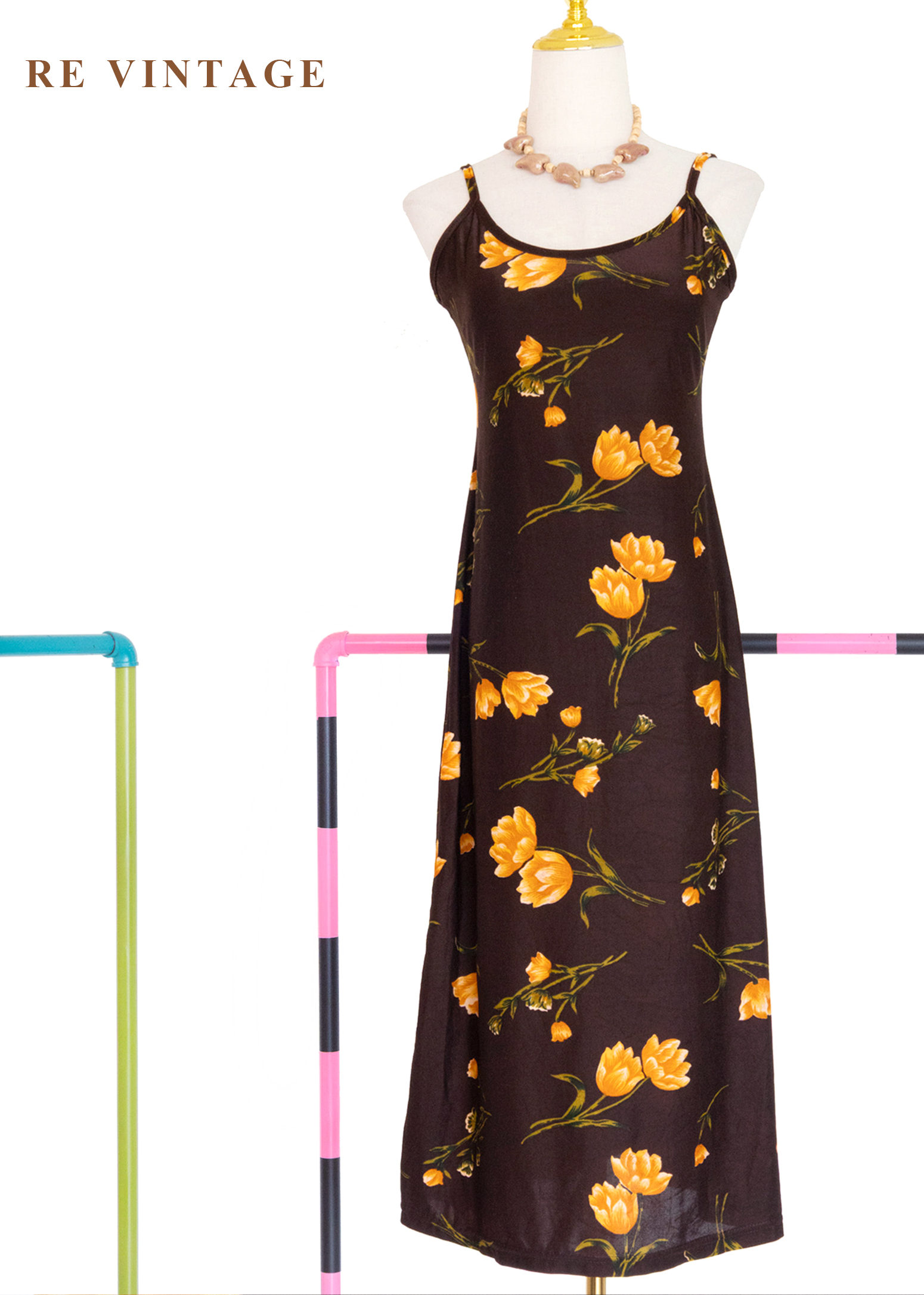 柑橘花香深巧克力色細肩帶洋裝