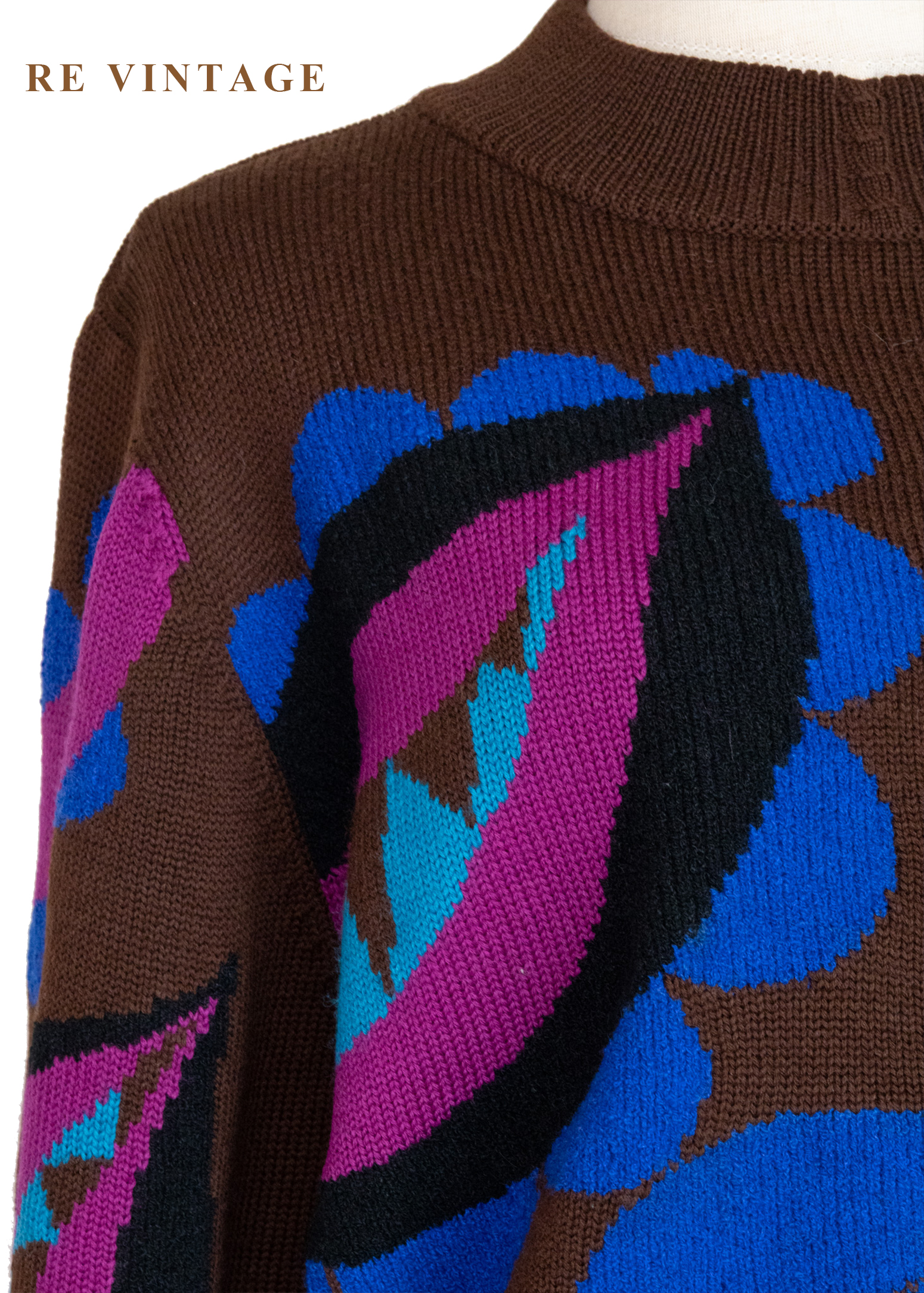 摩登普普抽象圖騰牛奶棕針織毛衣8