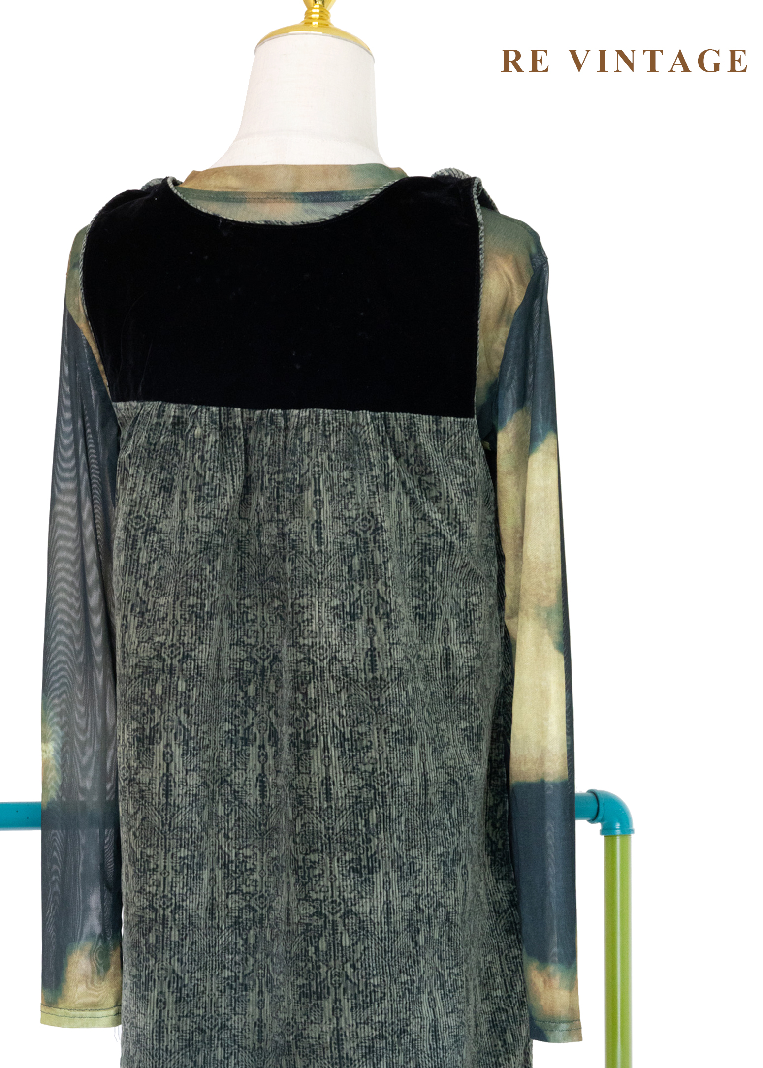 苔影紋路燈芯絨洋裝13