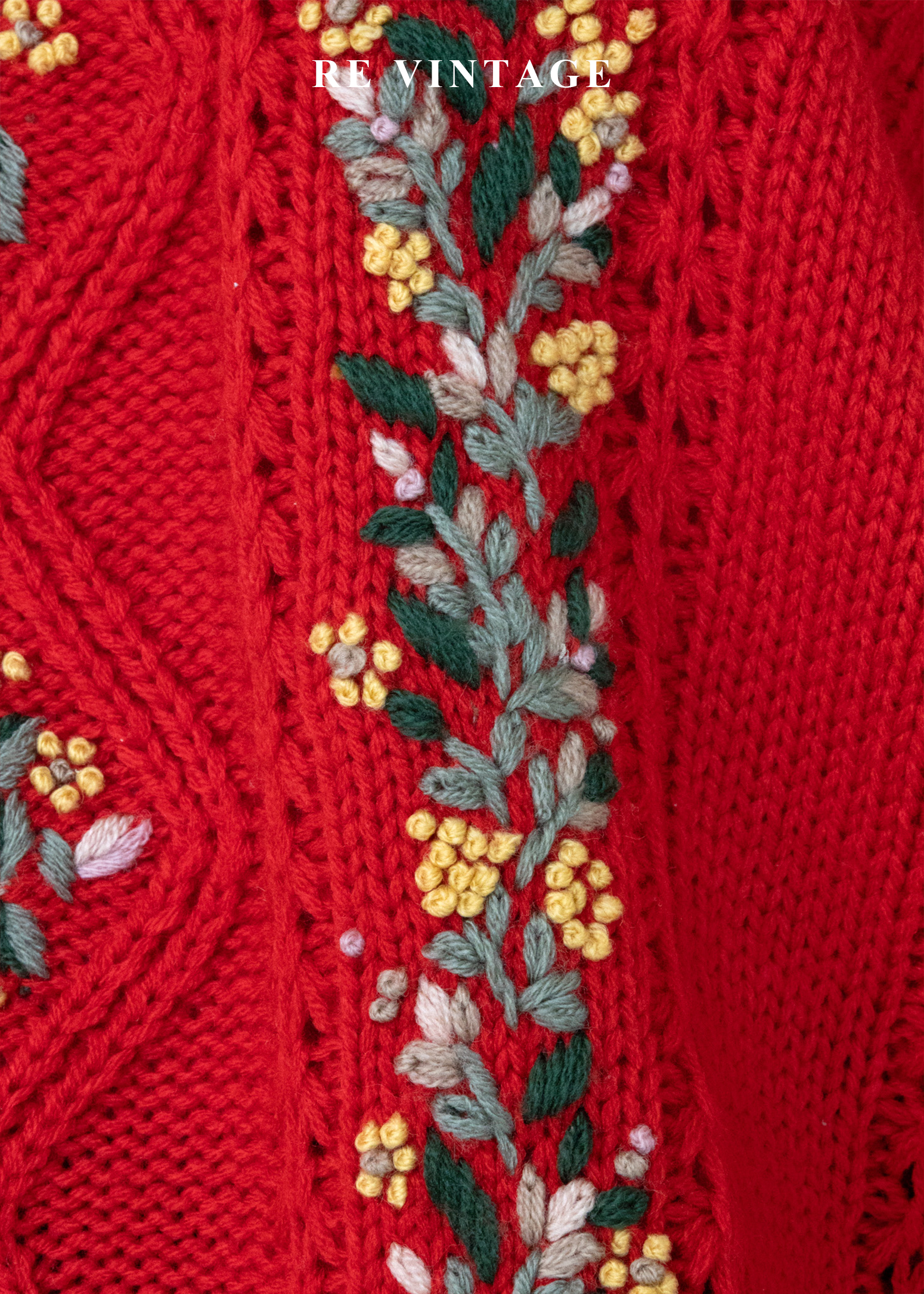 冬日花語 - 暖紅花卉針織毛衣10