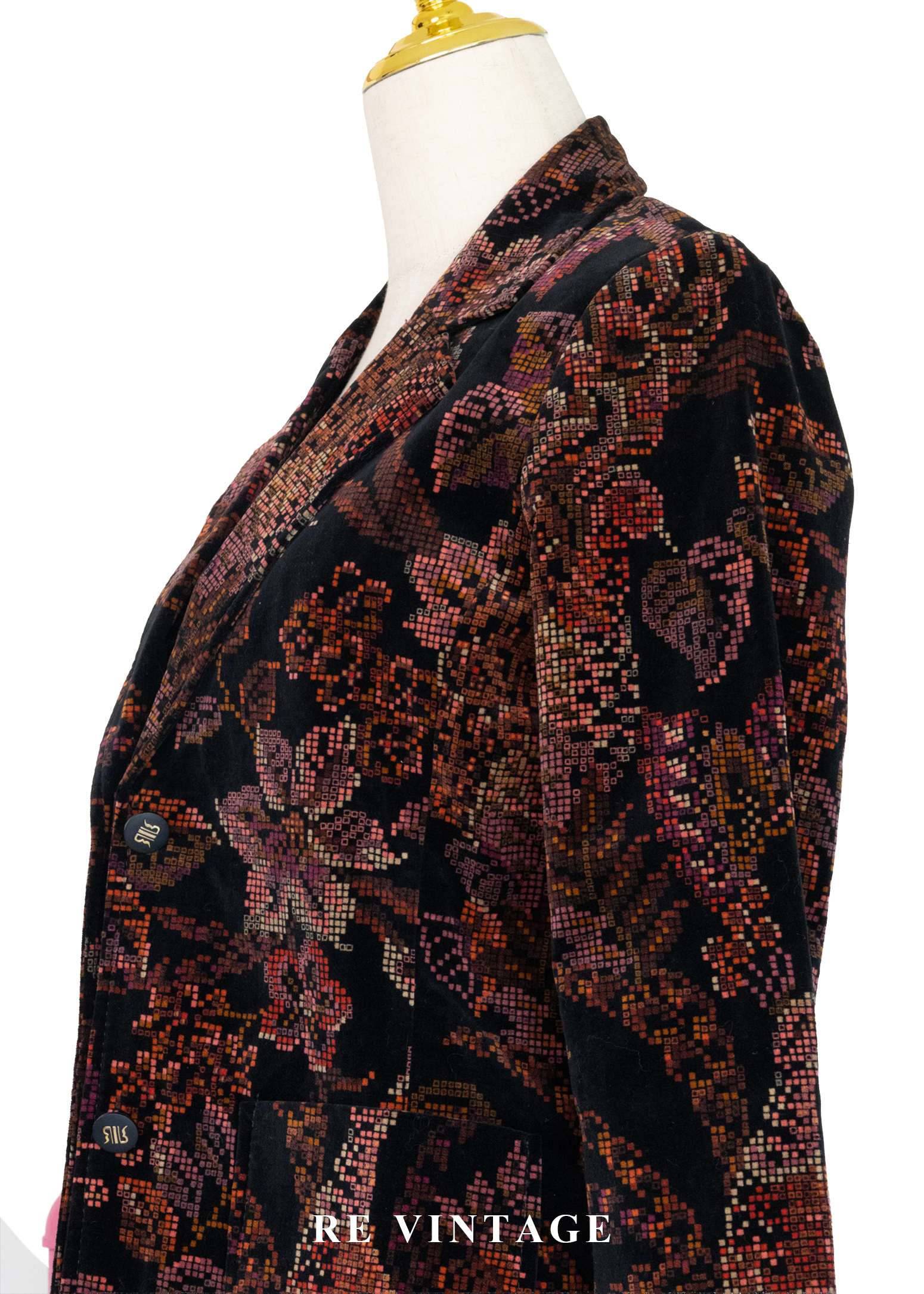 日本製 - Mosaic Garden 數位像素花朵西裝外套7