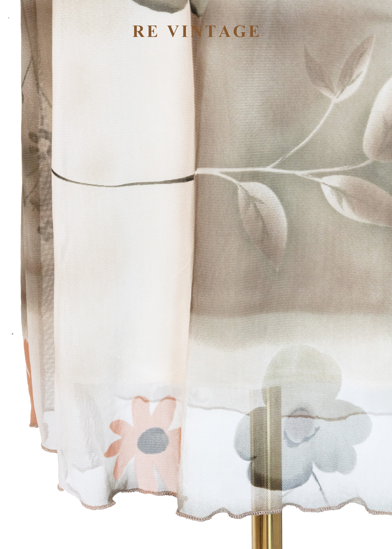 朦朧花影白牆網紗長裙(27-33")11