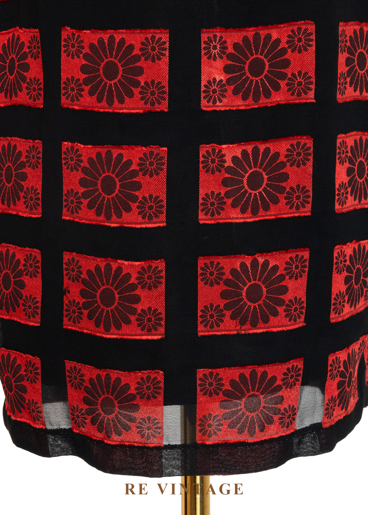 紅黑花朵定格照片高腰短裙(29")4