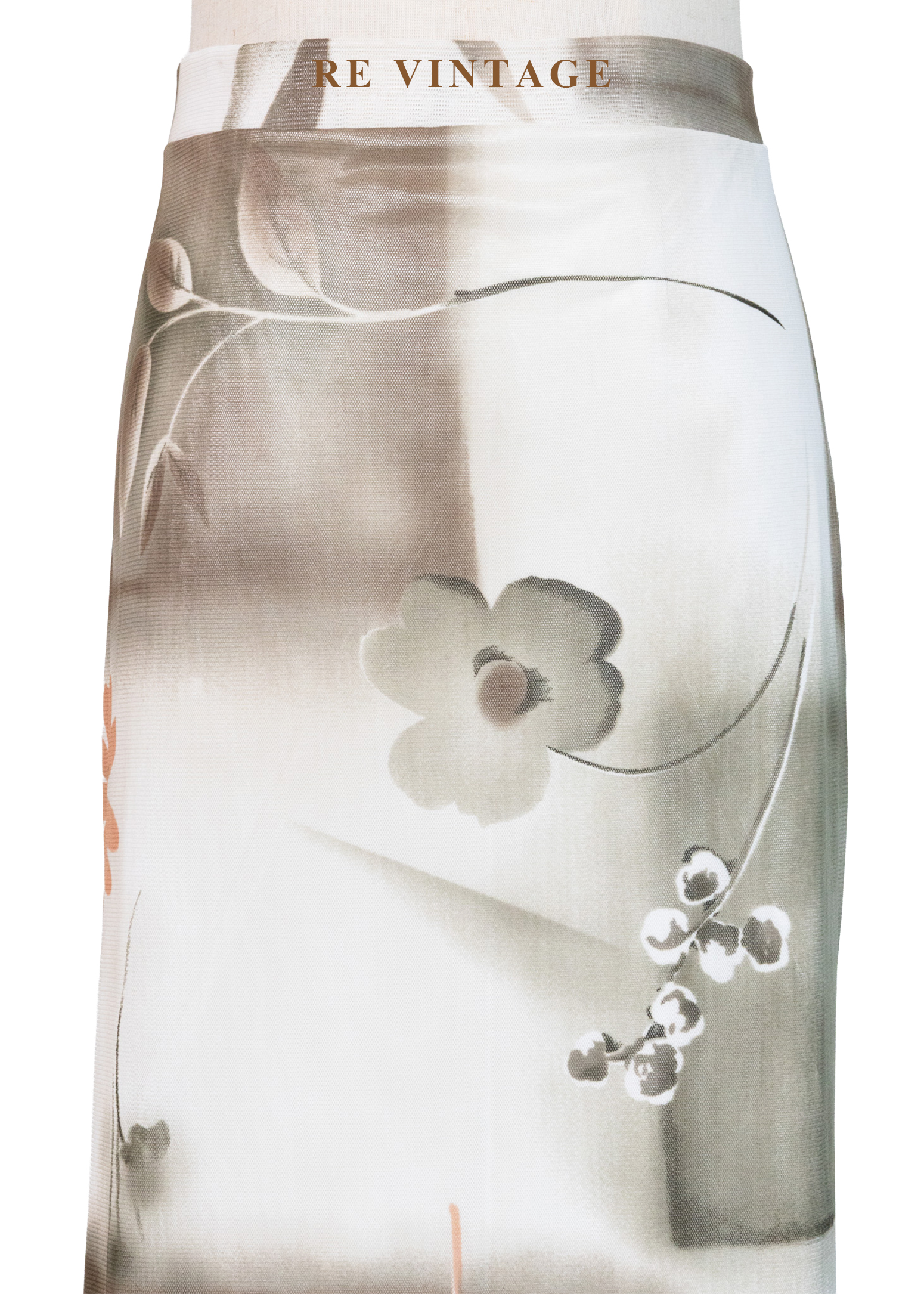 朦朧花影白牆網紗長裙(27-33")3