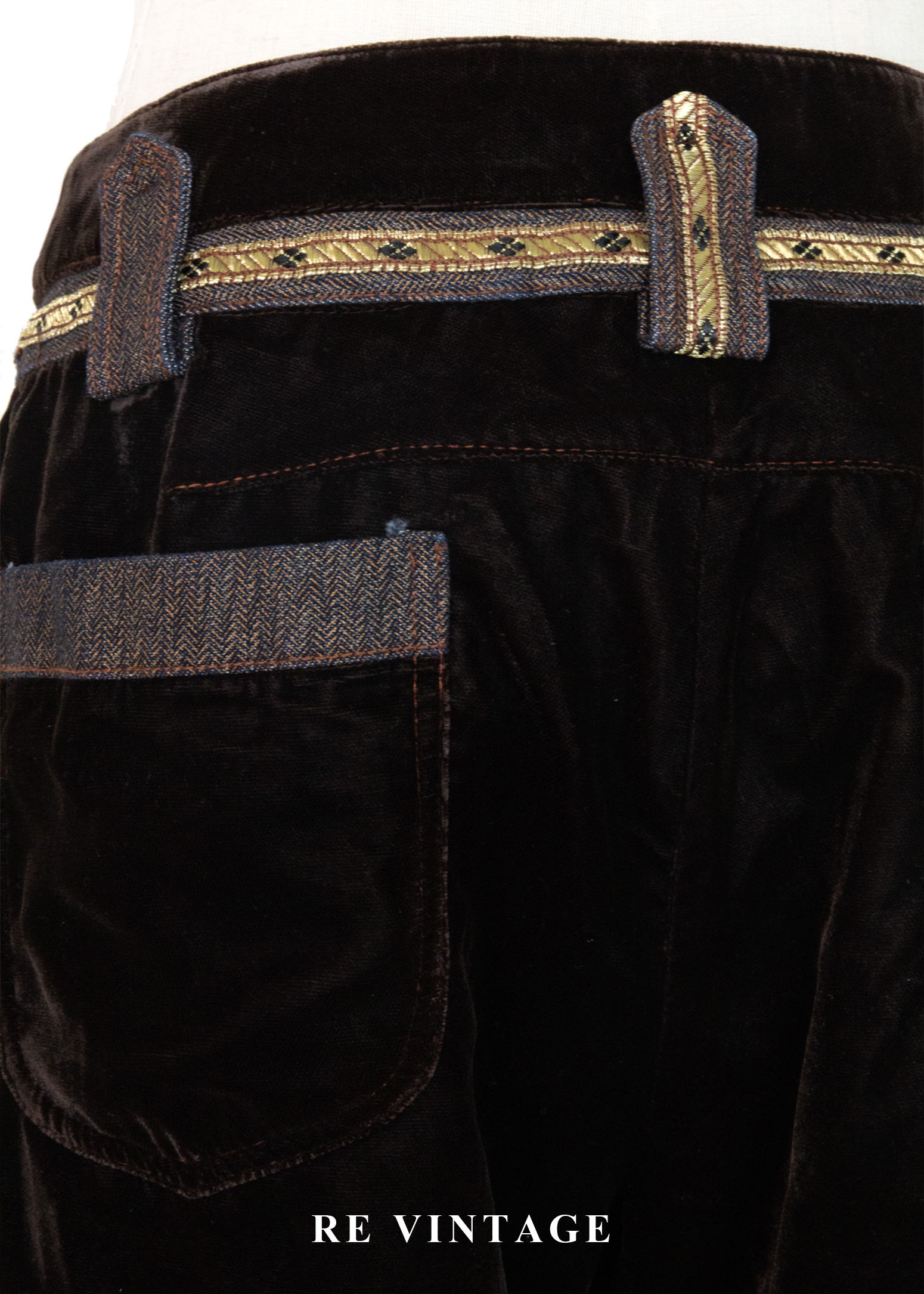 深棕色金線序章絨布短褲(26")11