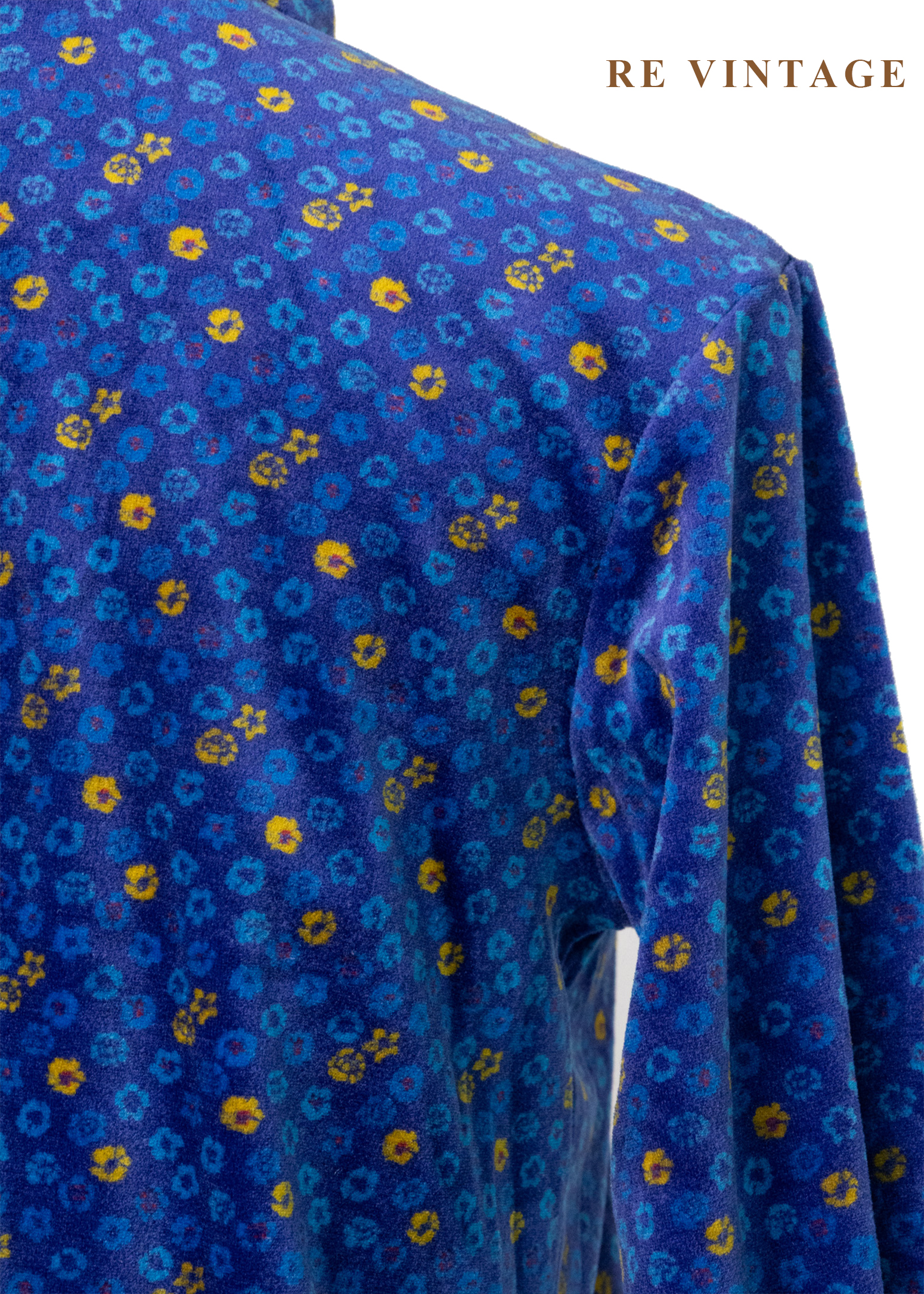 星空花朵散寶藍色絨布上衣9