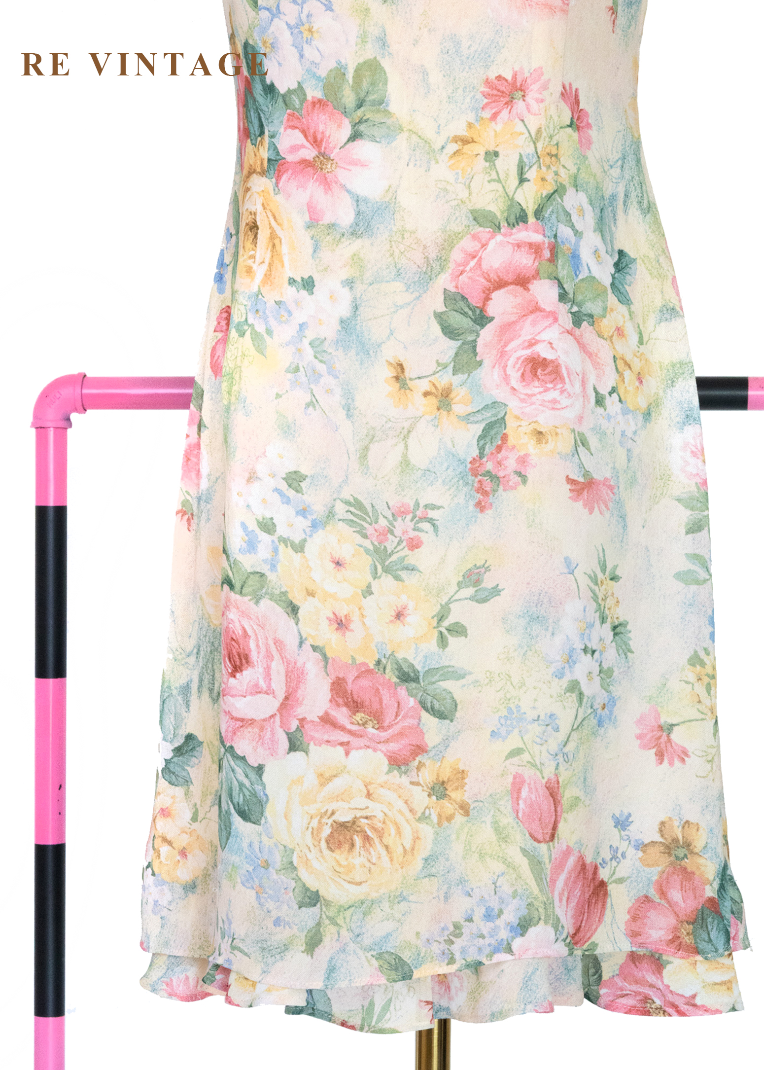 淡彩油畫大花卉洋裝4