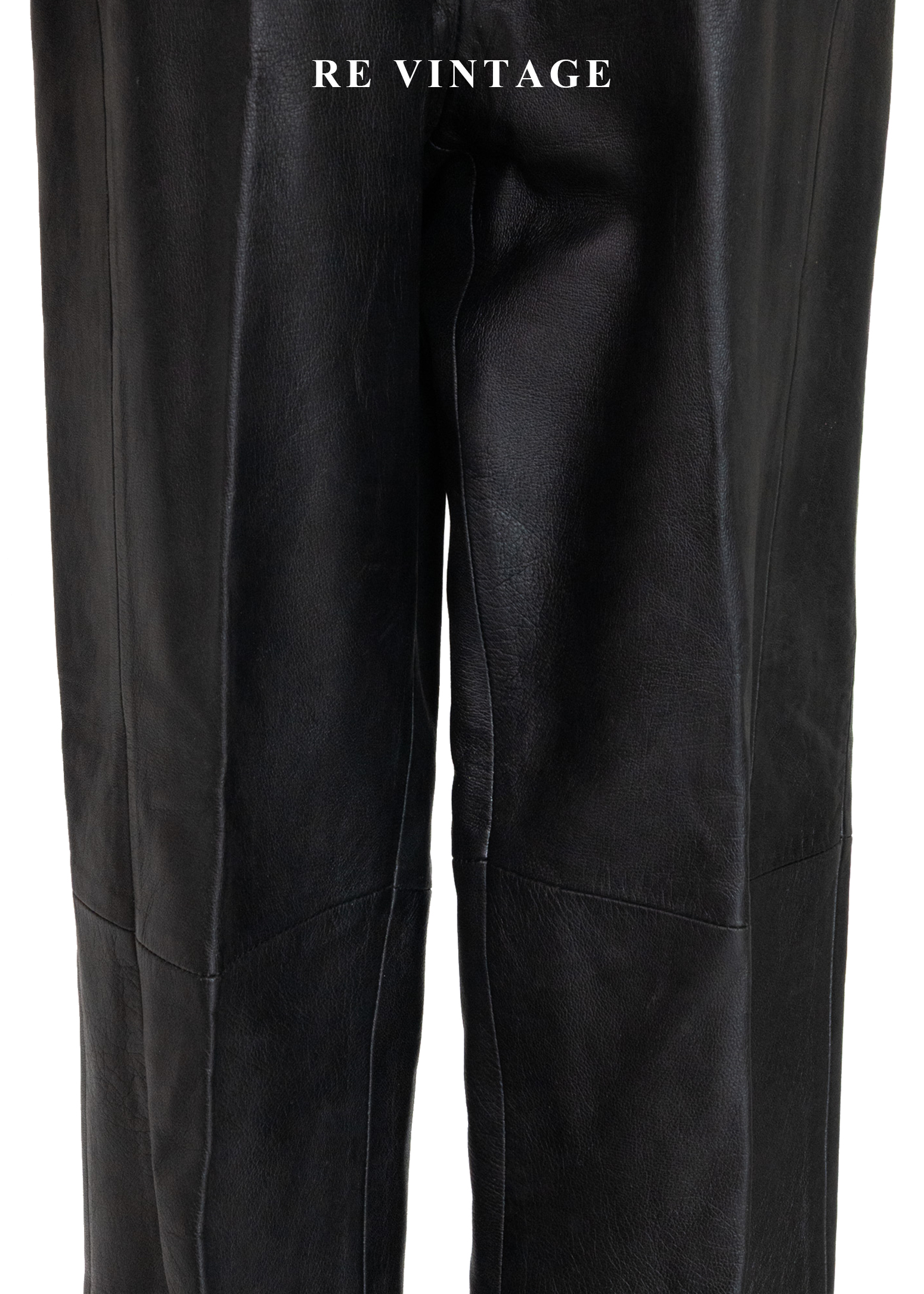 質感單品 - 中古紳士帥氣皮革長褲(27")4