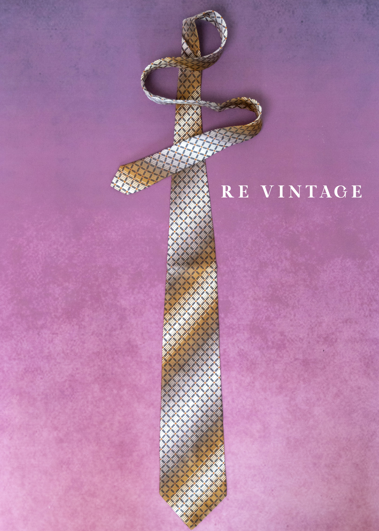 褐霧斜影格紋排列領帶7