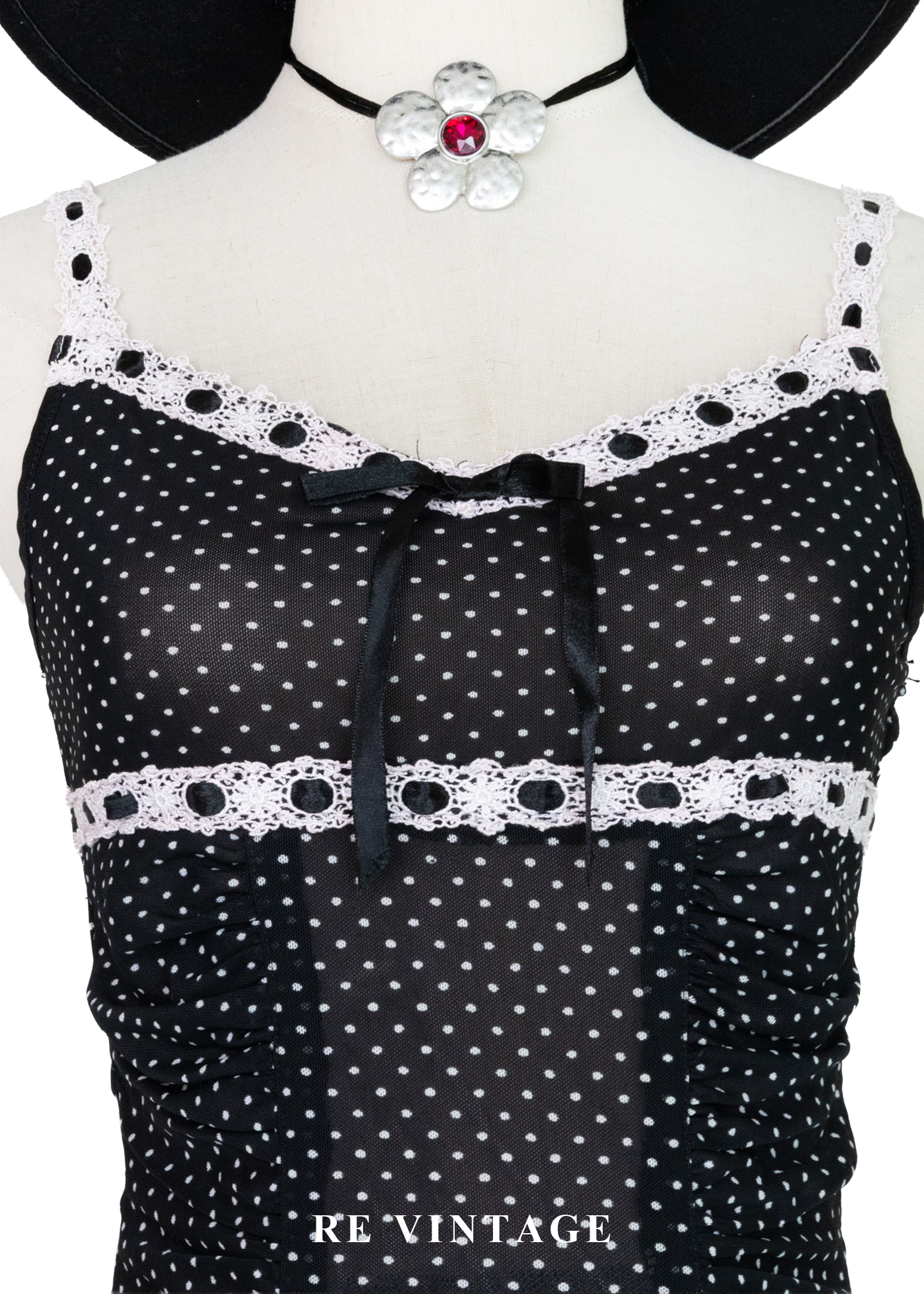 塞納河畔的夏日法式少女波點細肩帶背心3