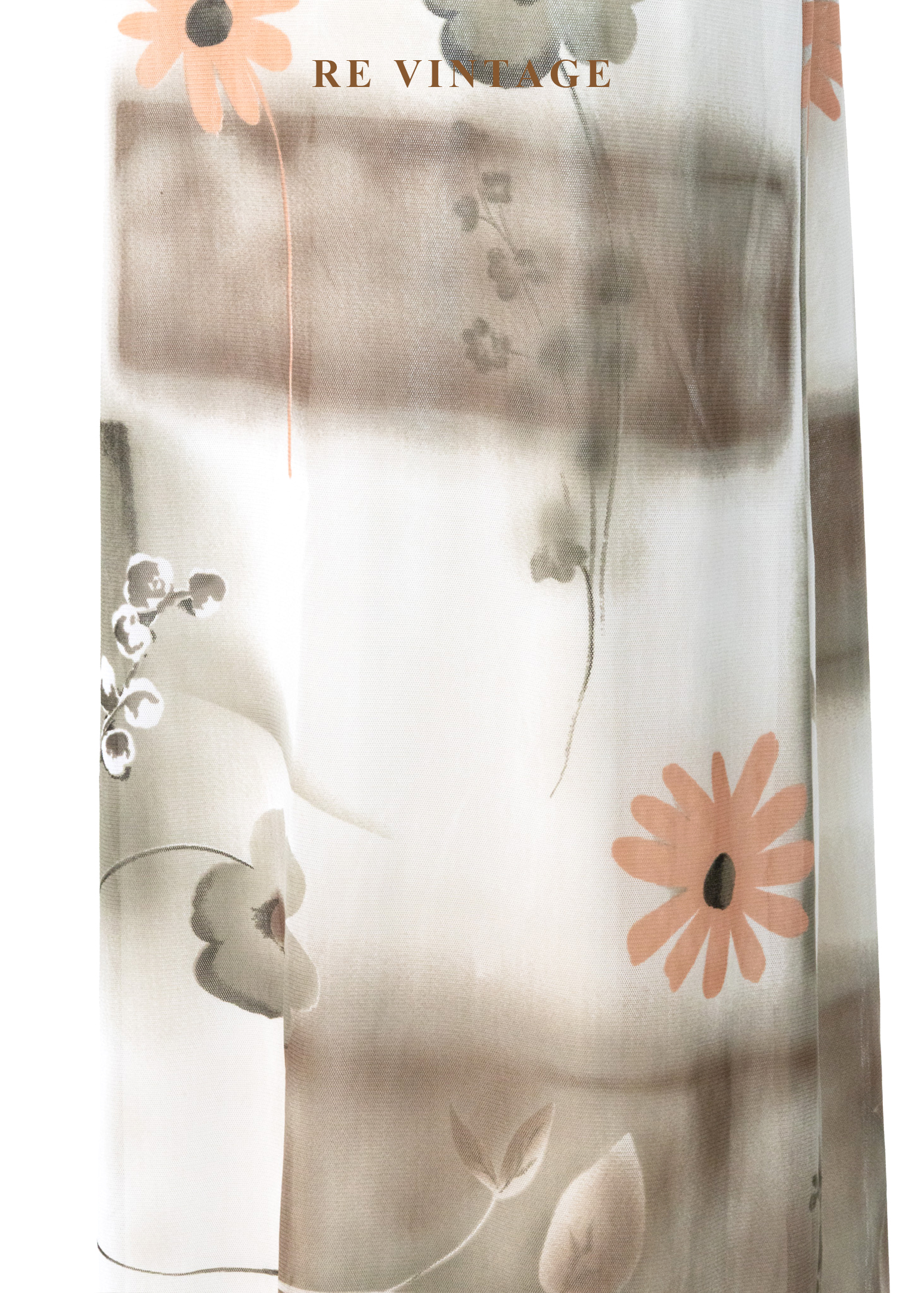 朦朧花影白牆網紗長裙(27-33")9