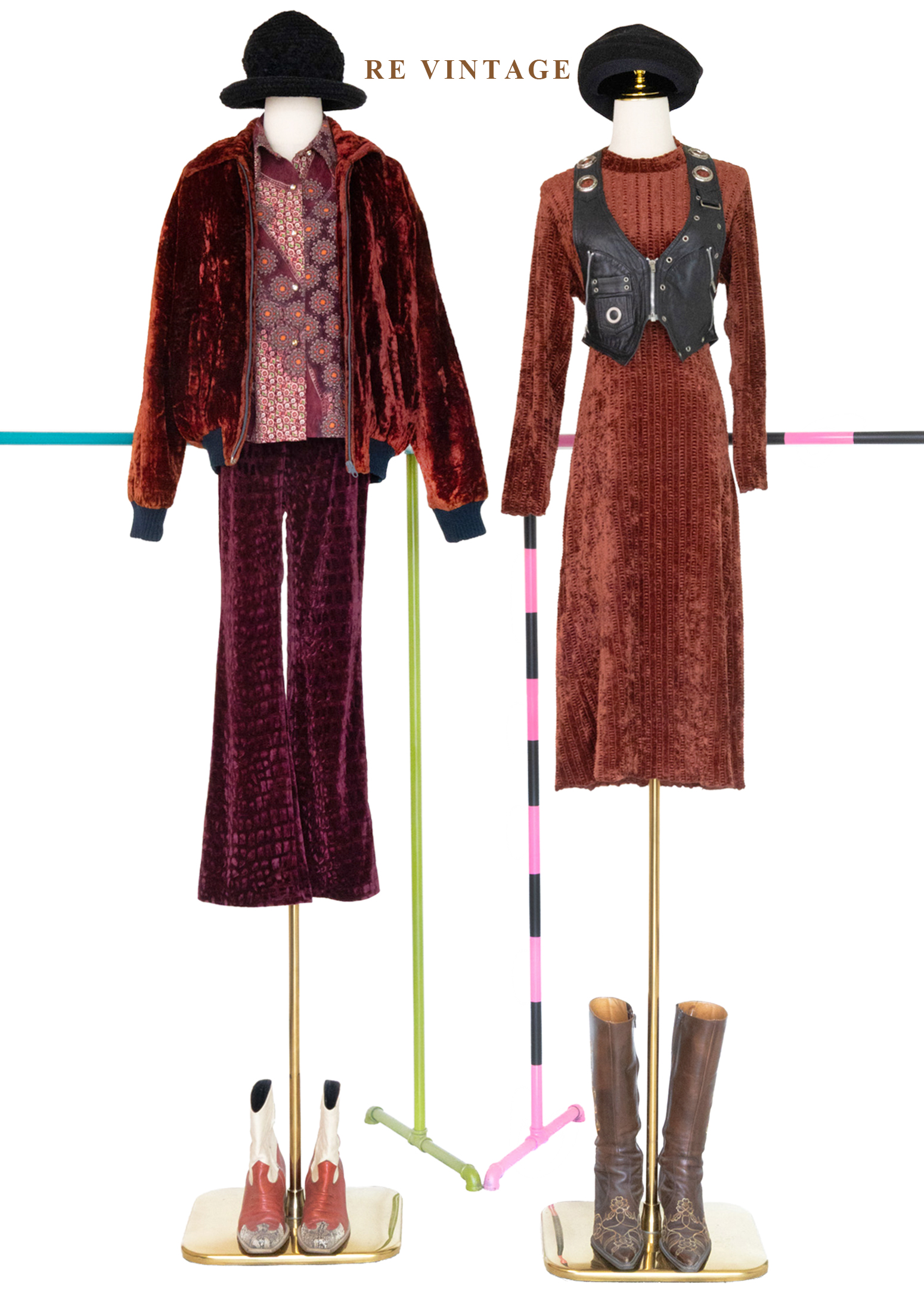 莓果色雕紋紋理絨布長褲(25")2