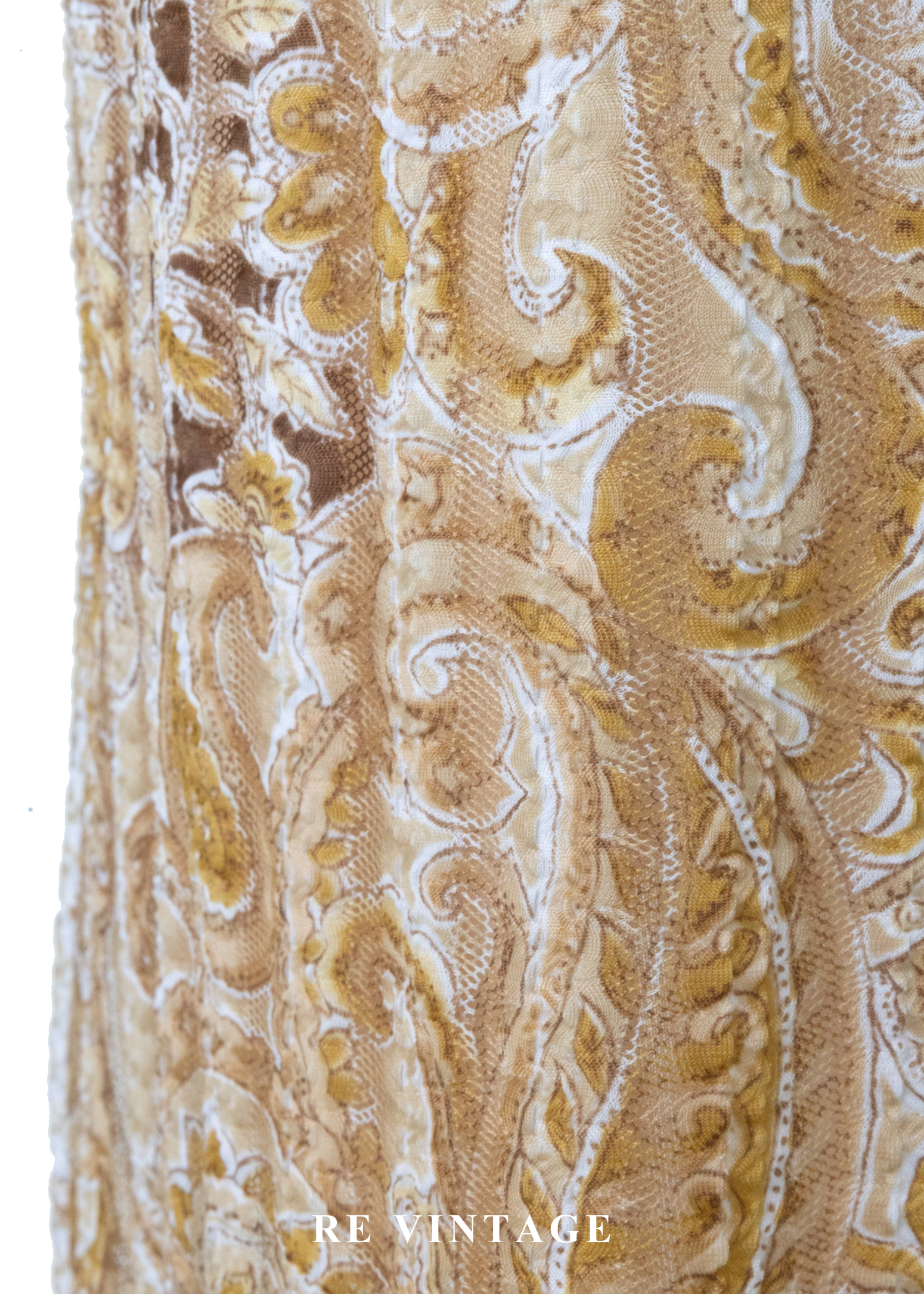 光。繁花線條奶茶色及膝裙(22-28")7