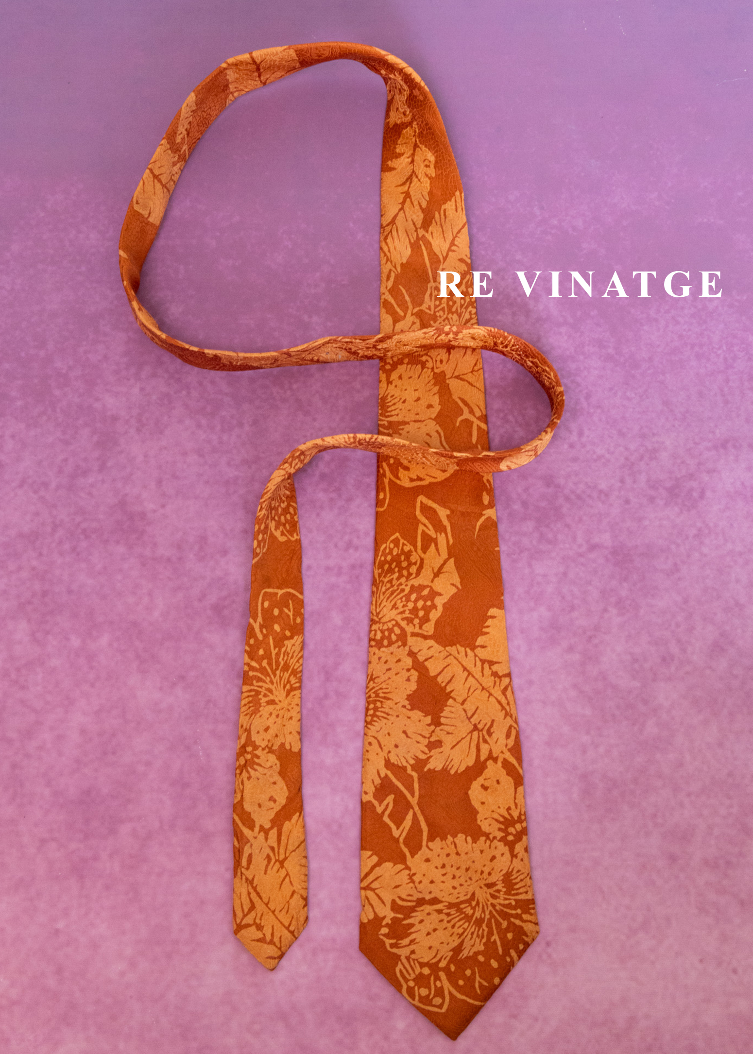 日落詩意橘紅色領帶