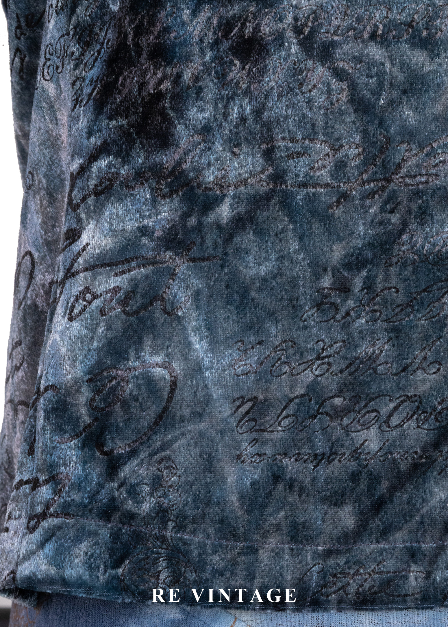 冷光藍灰調舊信紙絨布上衣6