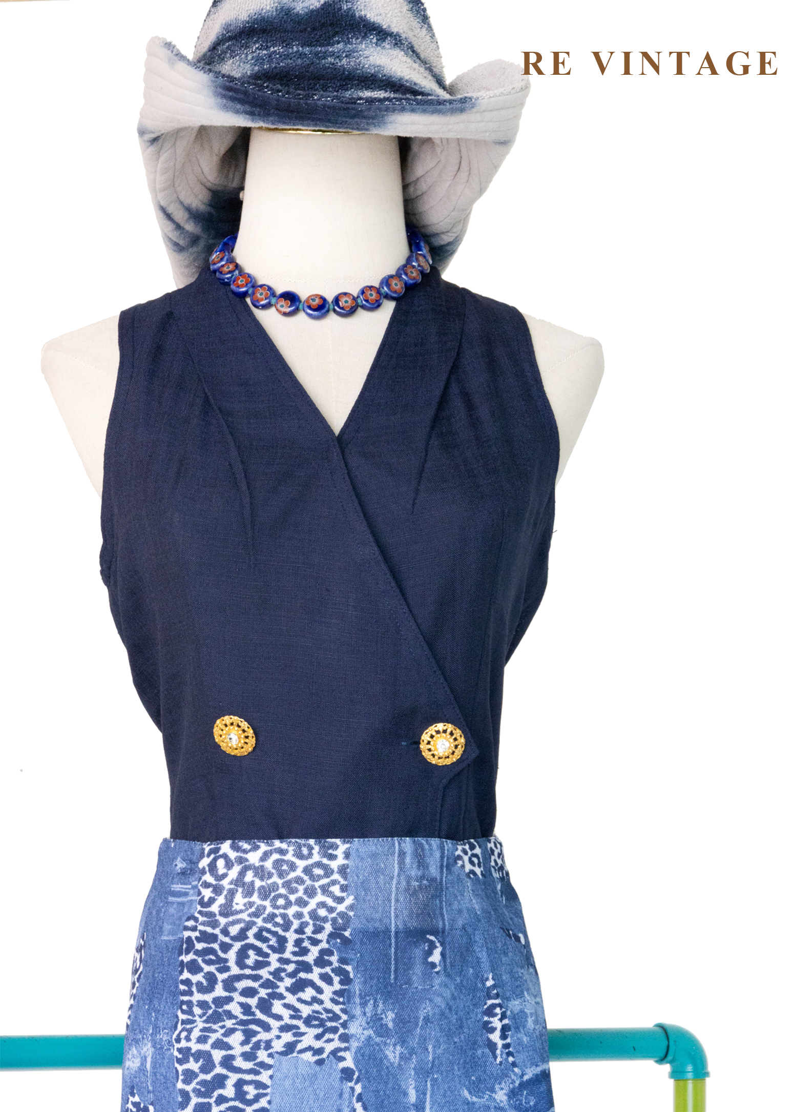 質感單品 - Navy Tailored Vest 金光雙排釦挖背背心5