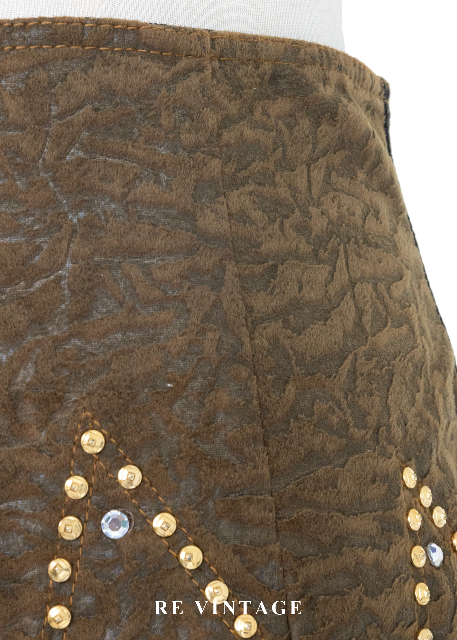 光影古銅雕紋牛仔短裙(26")6