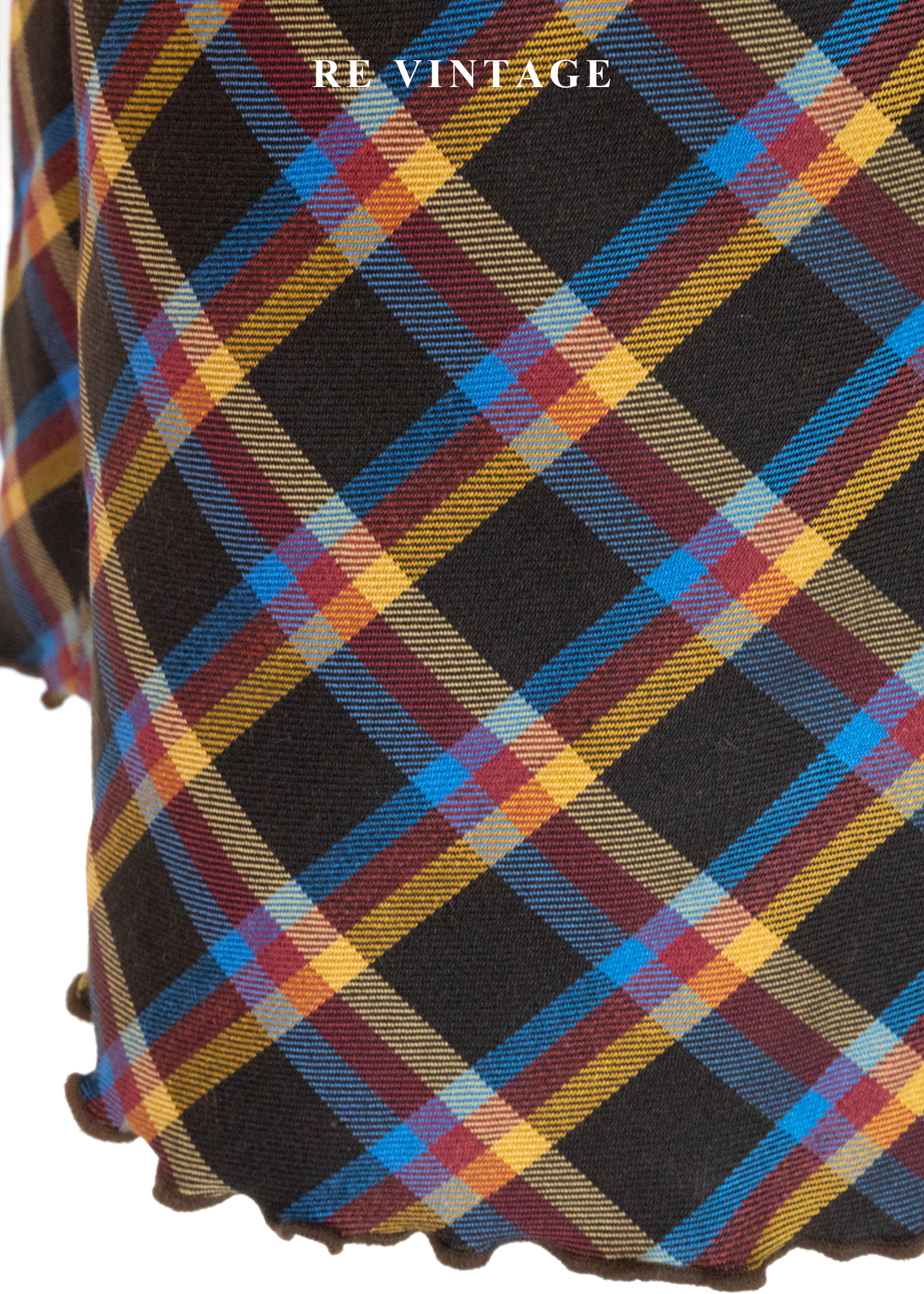 蘇格蘭的落日餘暉暖調格紋抽繩裙(24-30")4