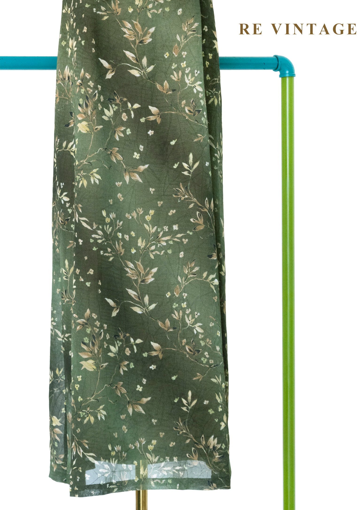 暮色森林復古苔蘚綠無袖長洋裝8