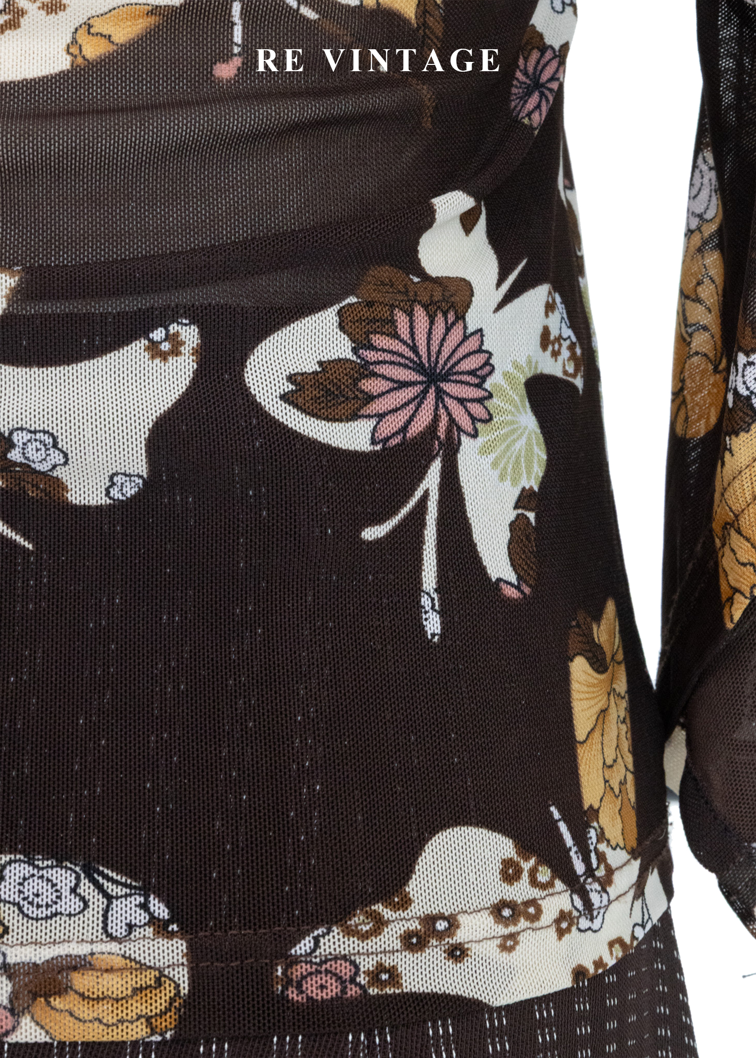 昭和風蝴蝶盤釦花卉微透紡衫11