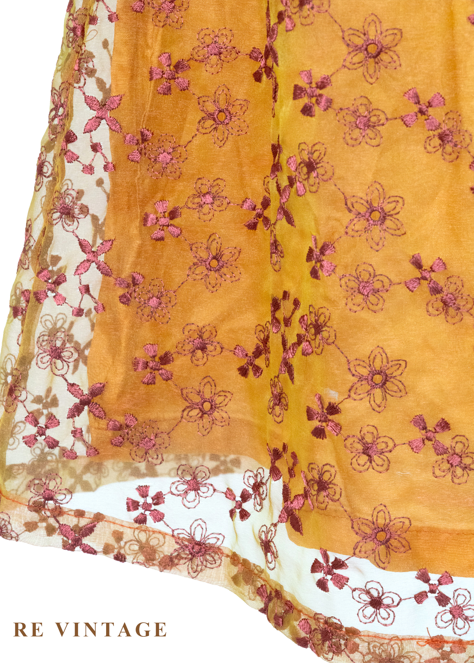 Sunset 暖橘色小碎花係肩帶迷你洋裝6