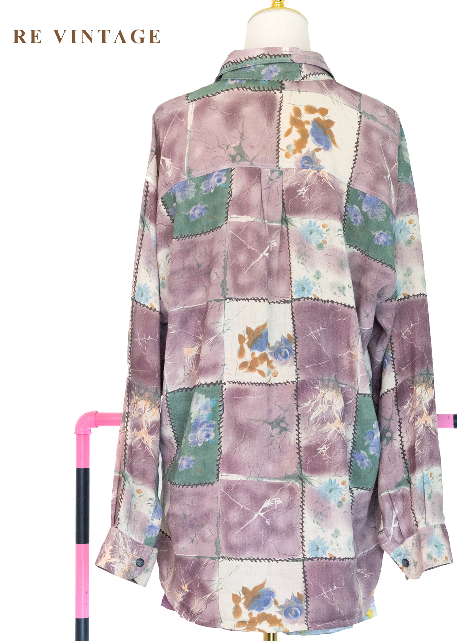 霧紫色拼貼詩襯衫10