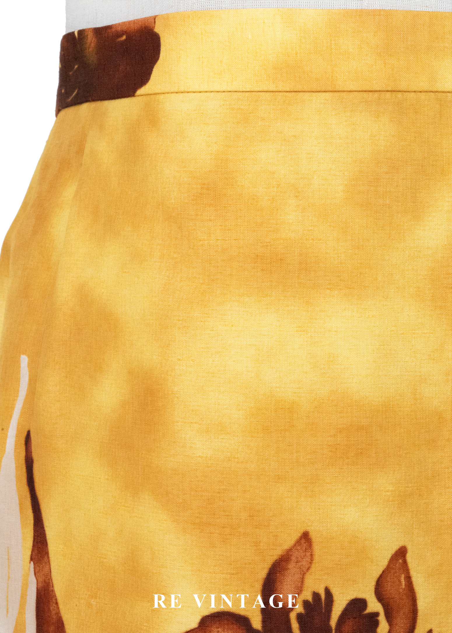 日落巴黎 -黃扎染水墨花朵短裙(25")5