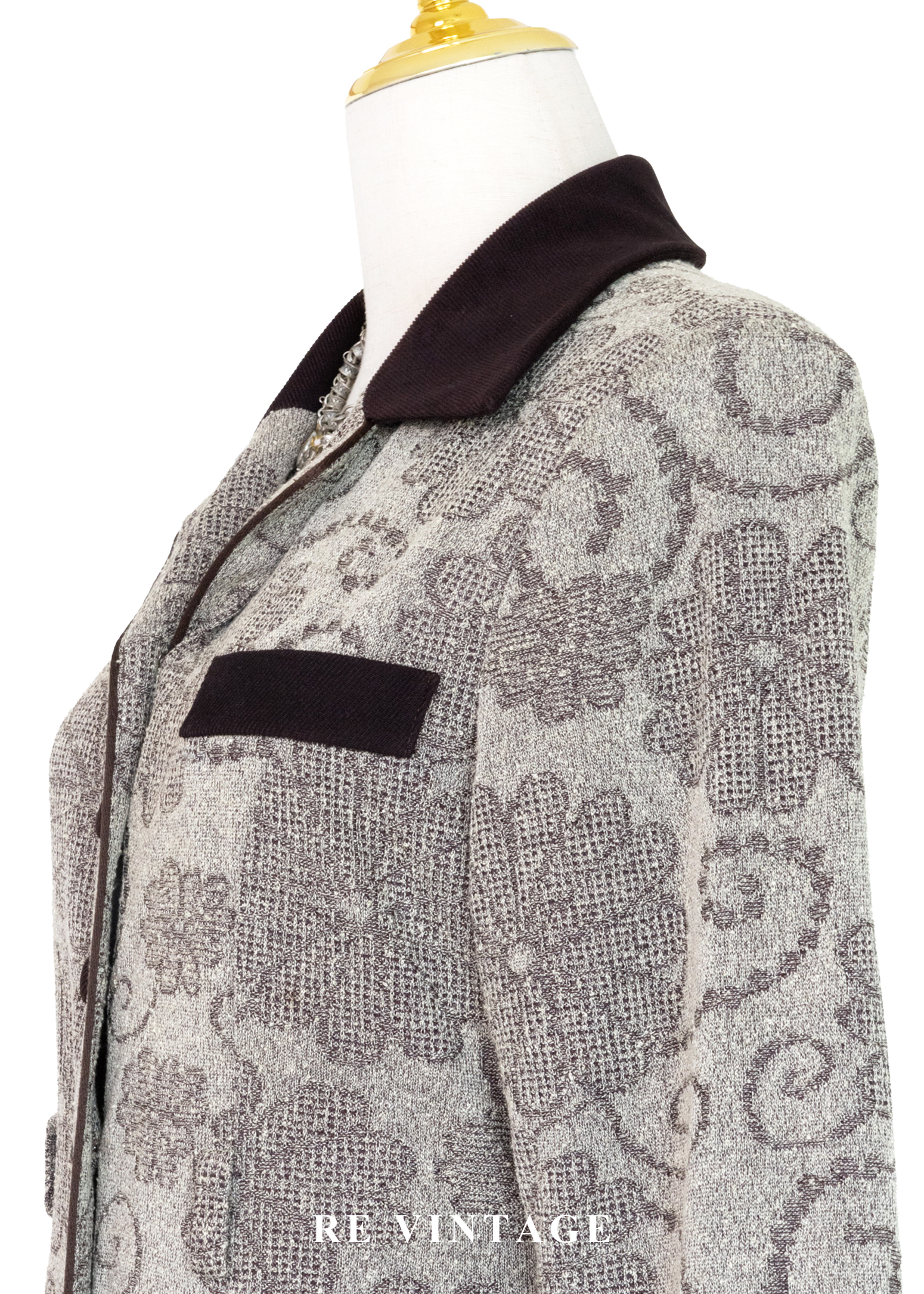 質感單品 - 溫潤培茶壓印花紋西裝式長洋裝12