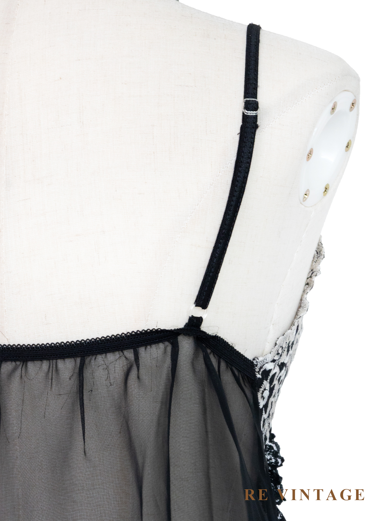 浪漫黑花園細肩帶透膚洋裝11