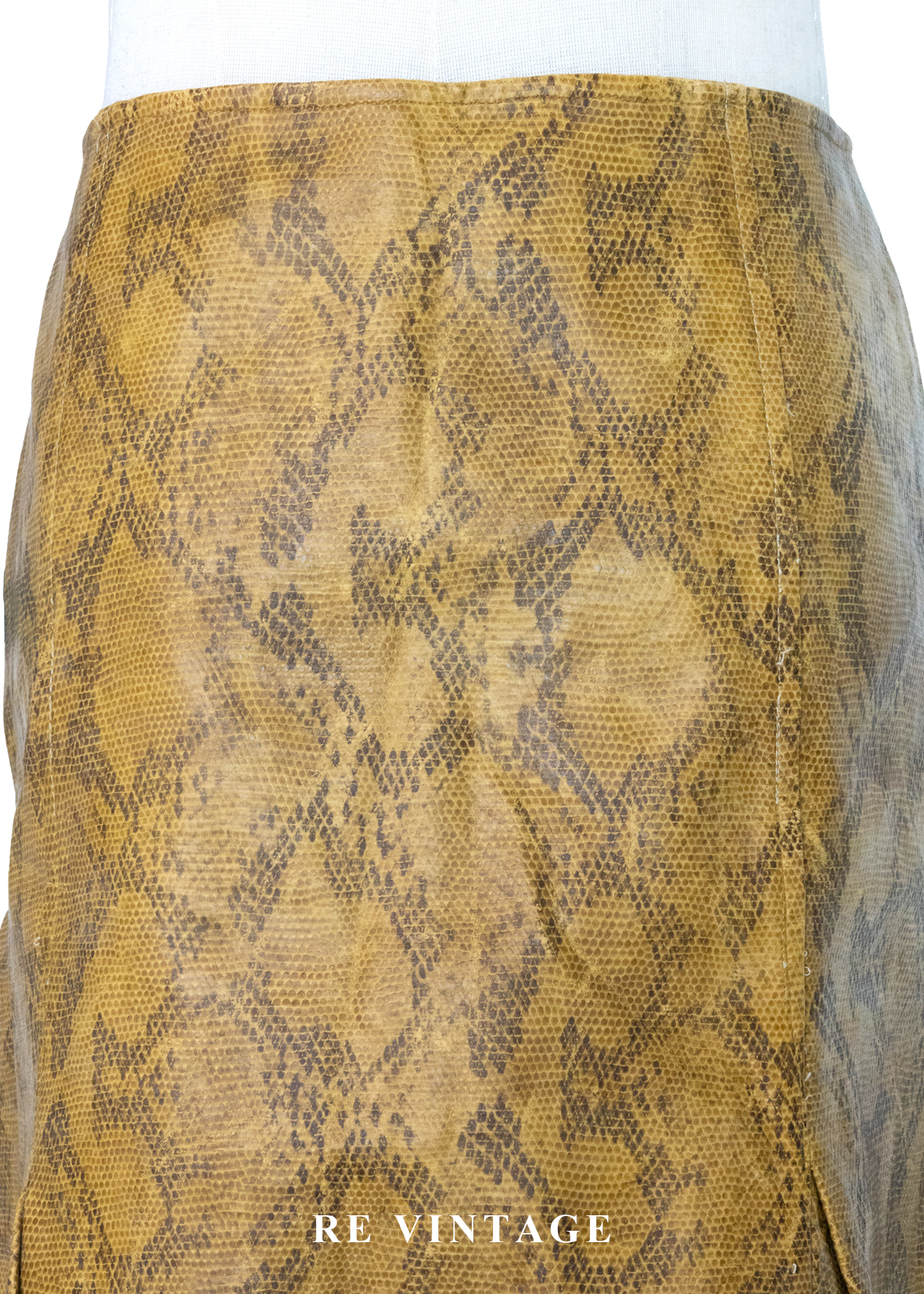 芥末黃蟒蛇紋皮革短裙(26")3