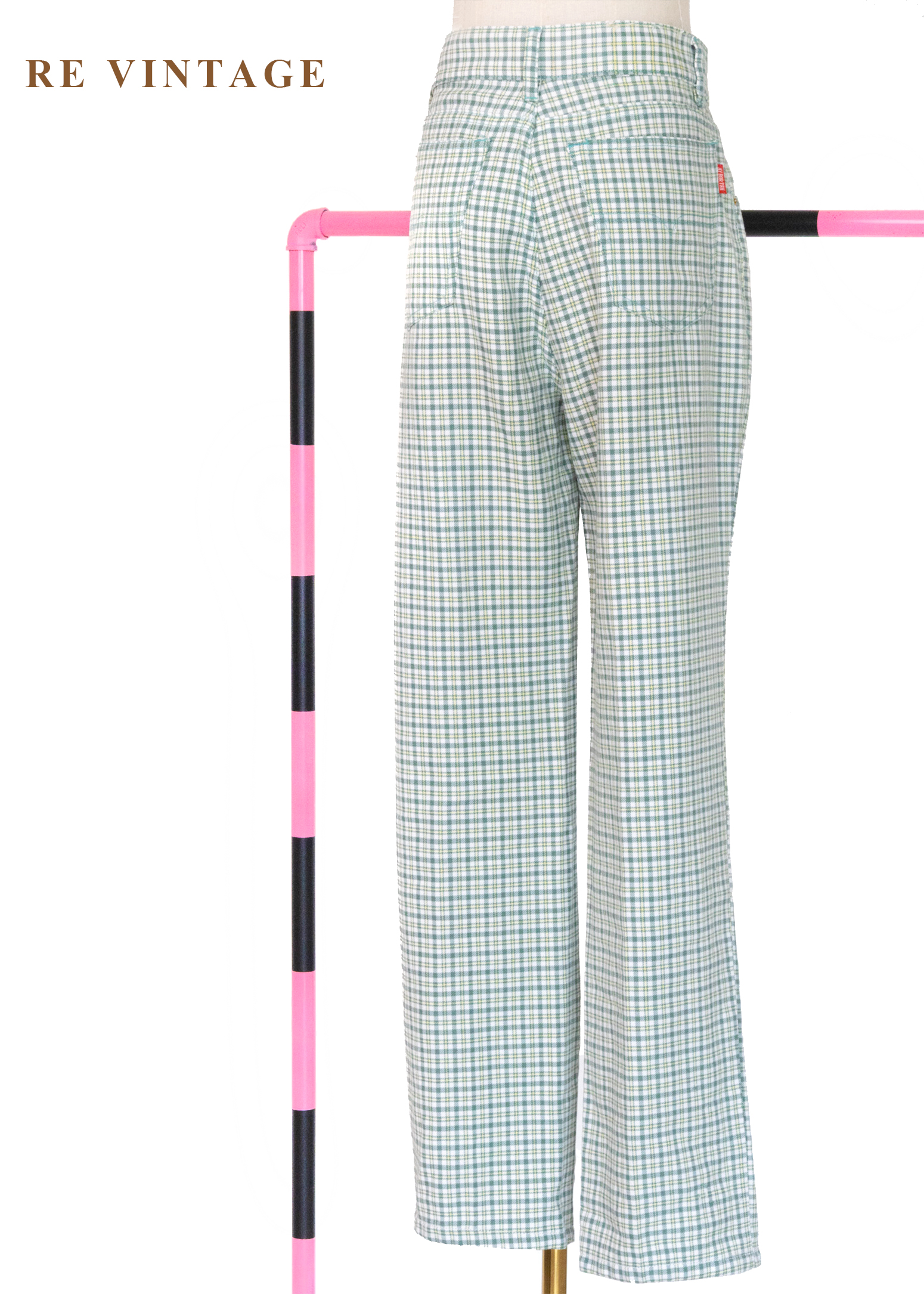 必備單品 - 藍綠色格紋長褲(28")9