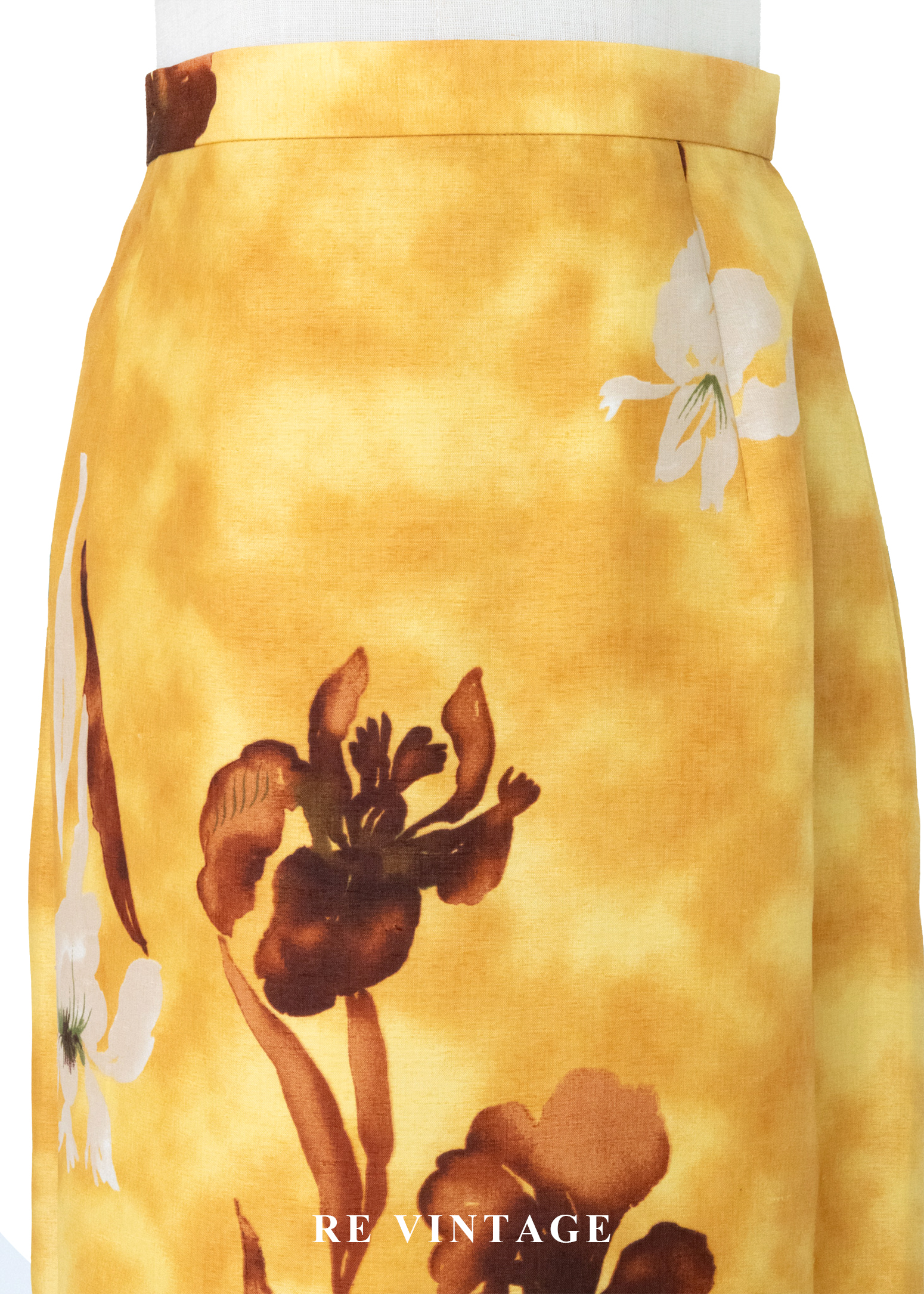 日落巴黎 -黃扎染水墨花朵短裙(25")3