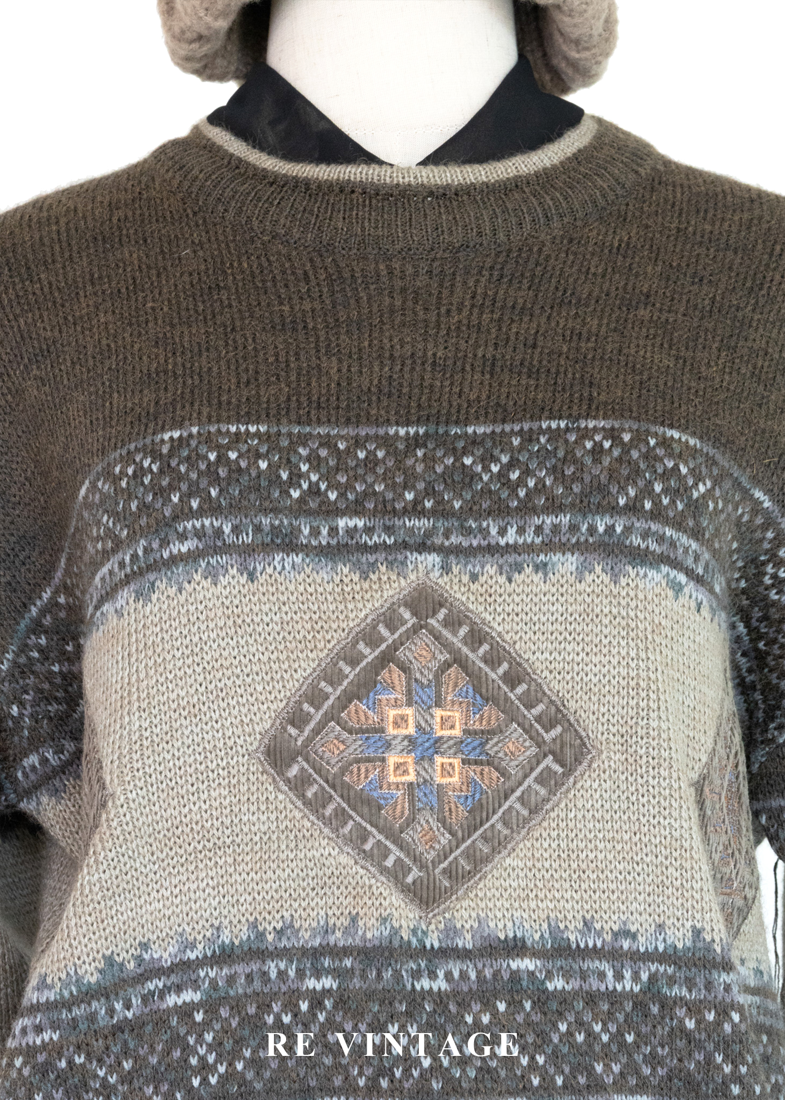 慢生活 - 北國之徑復古幾何緹花針織毛衣4