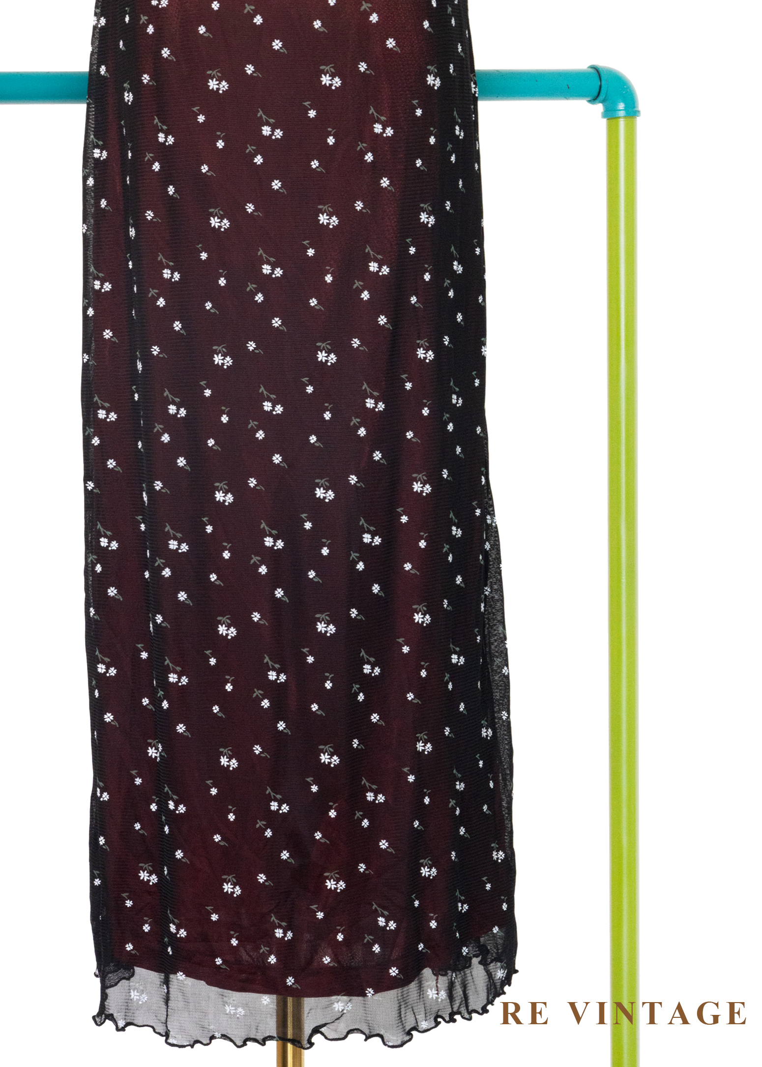 韓國製 - 紅光小花星空細肩帶洋裝4