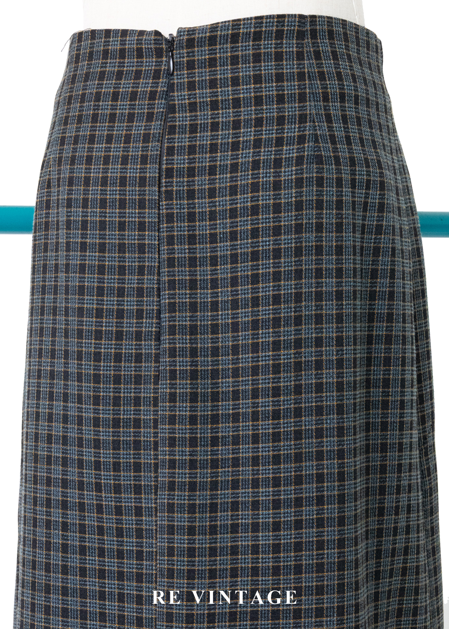 酷感錯位格紋拼接長裙(24")8