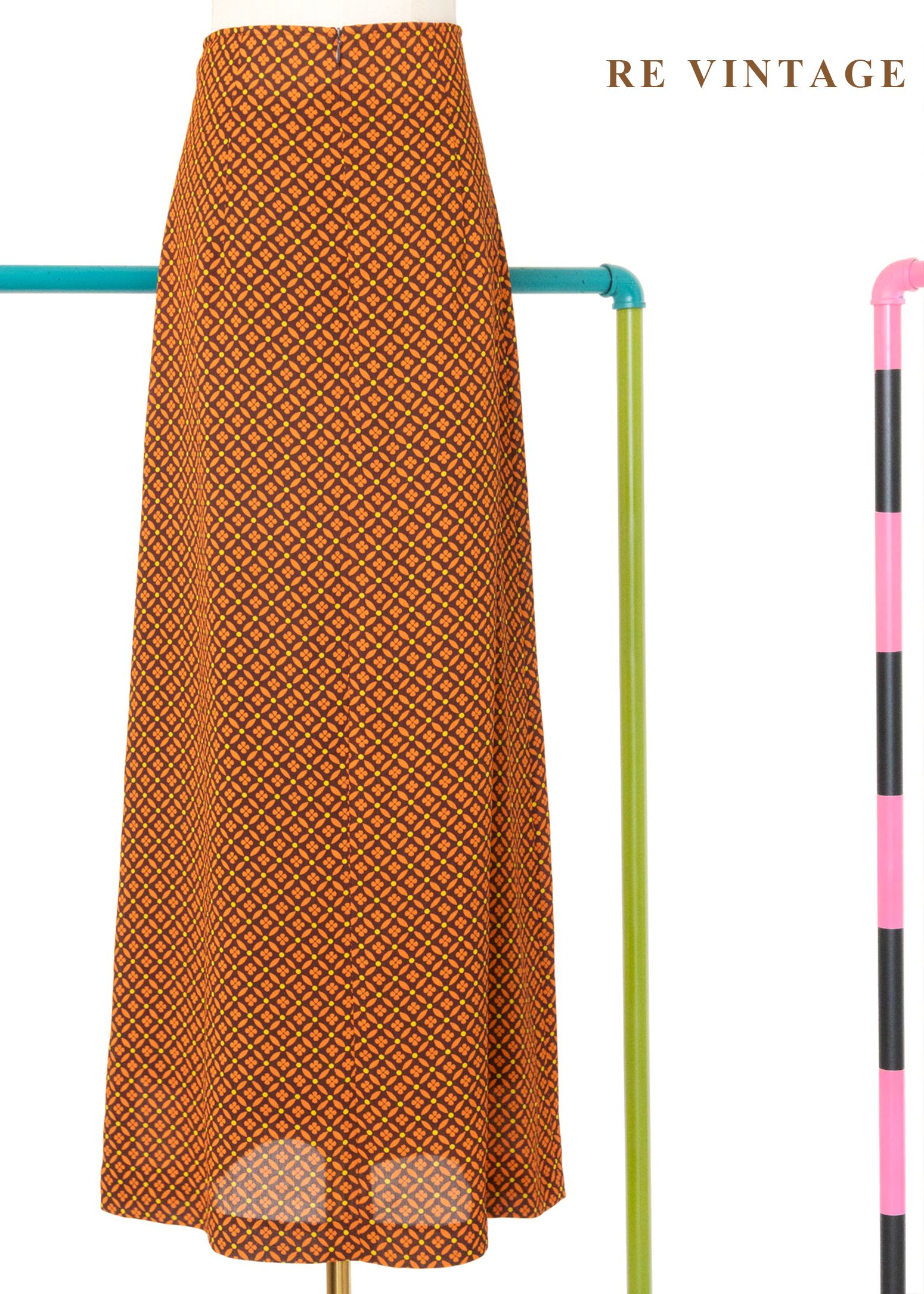 菱格小花奶酥派長裙(25")8