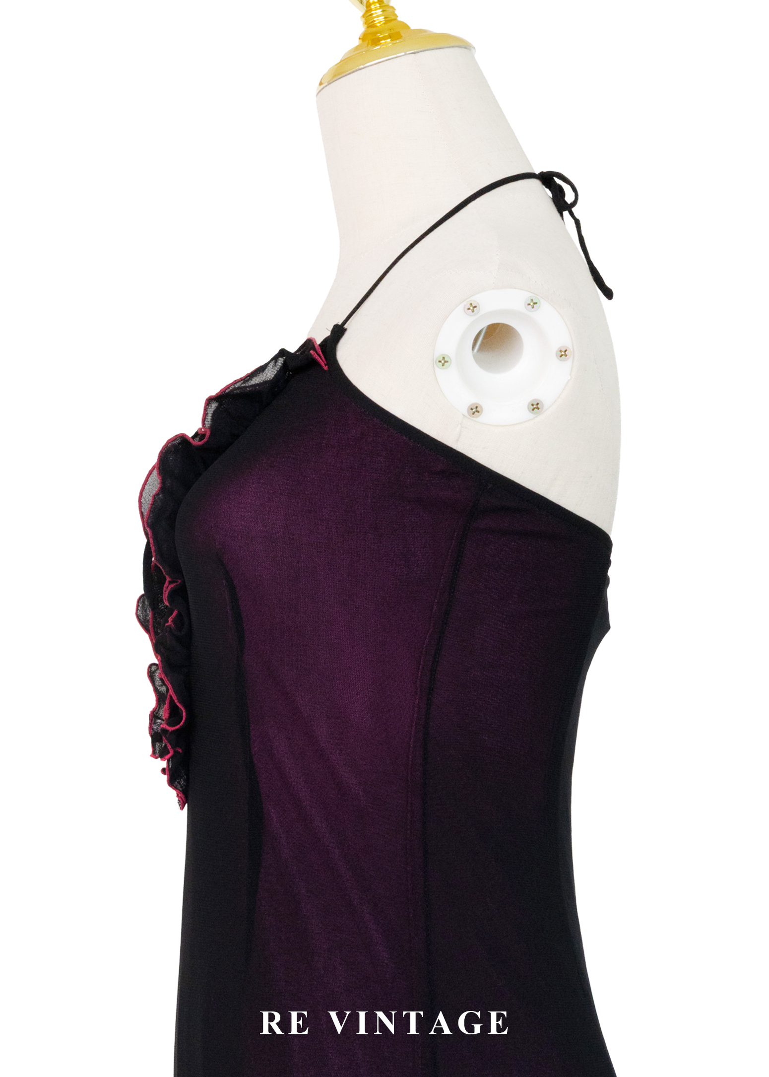 黑夜裡盛開的紫紅花繞頸長洋裝9