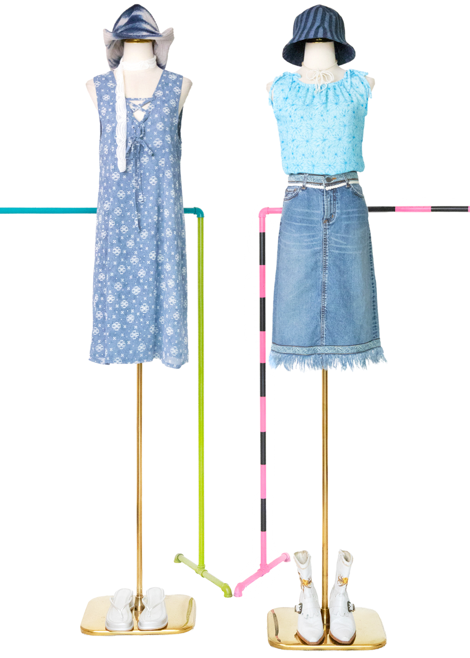 流浪的波西米亞變形蟲緞帶流蘇牛仔裙(27")2