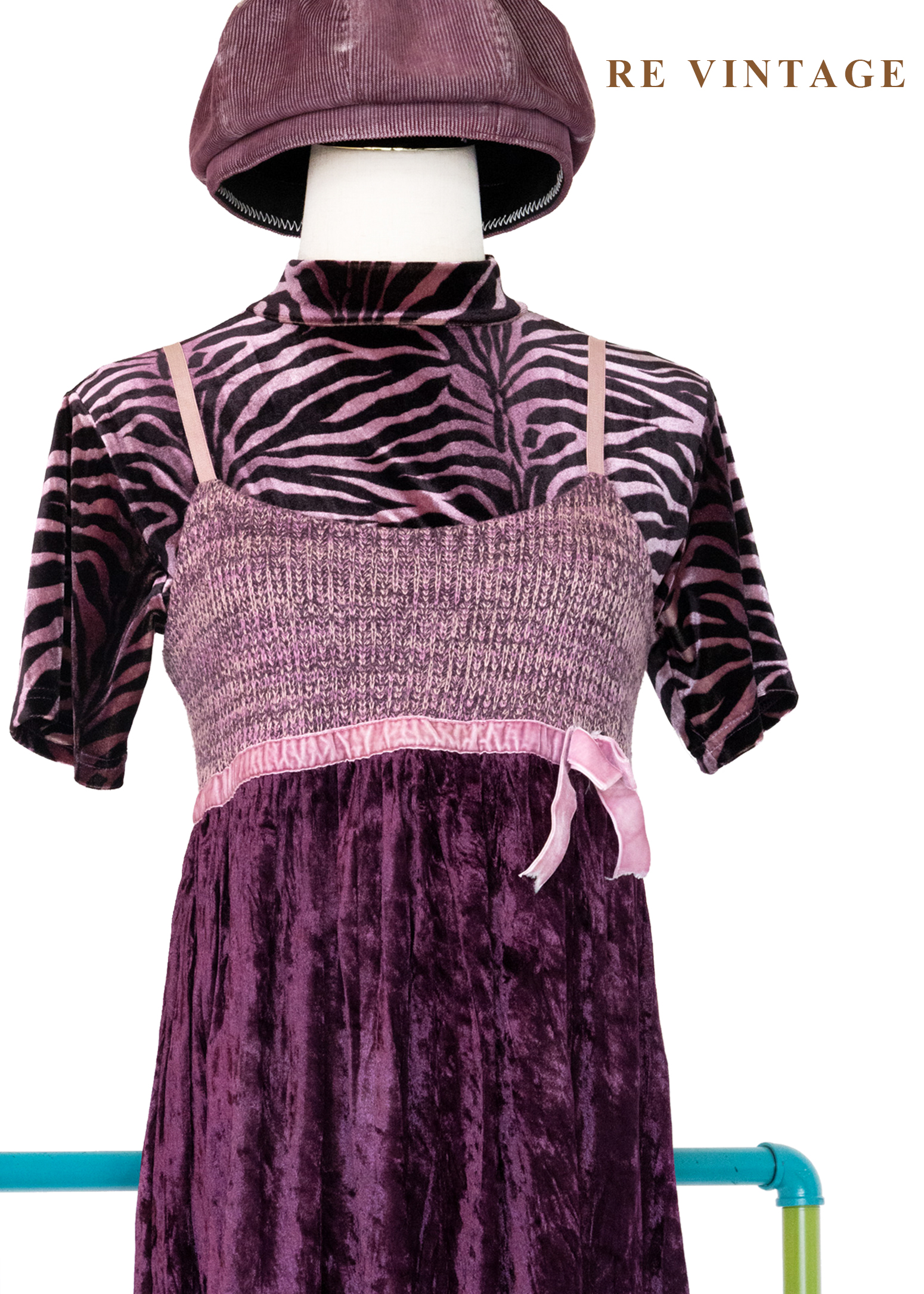 暗夜蝴蝶迷幻紫絨布蕾絲小洋裝3