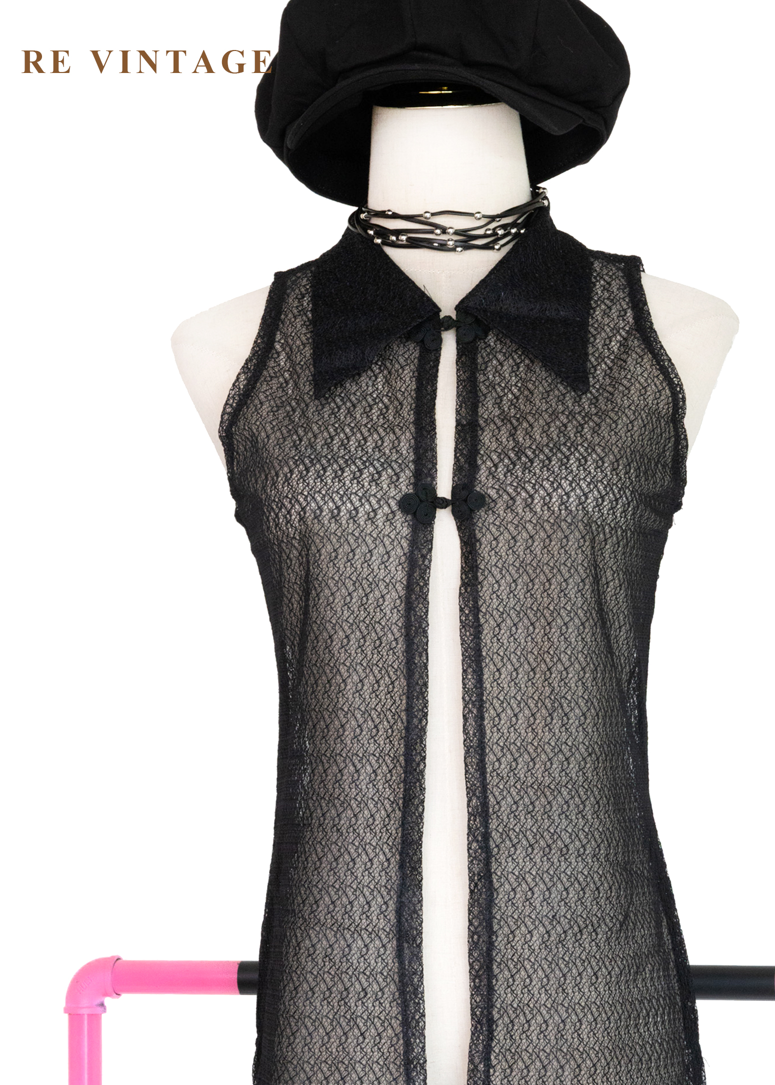 半透夢境中國釦蕾絲洋裝/罩衫10