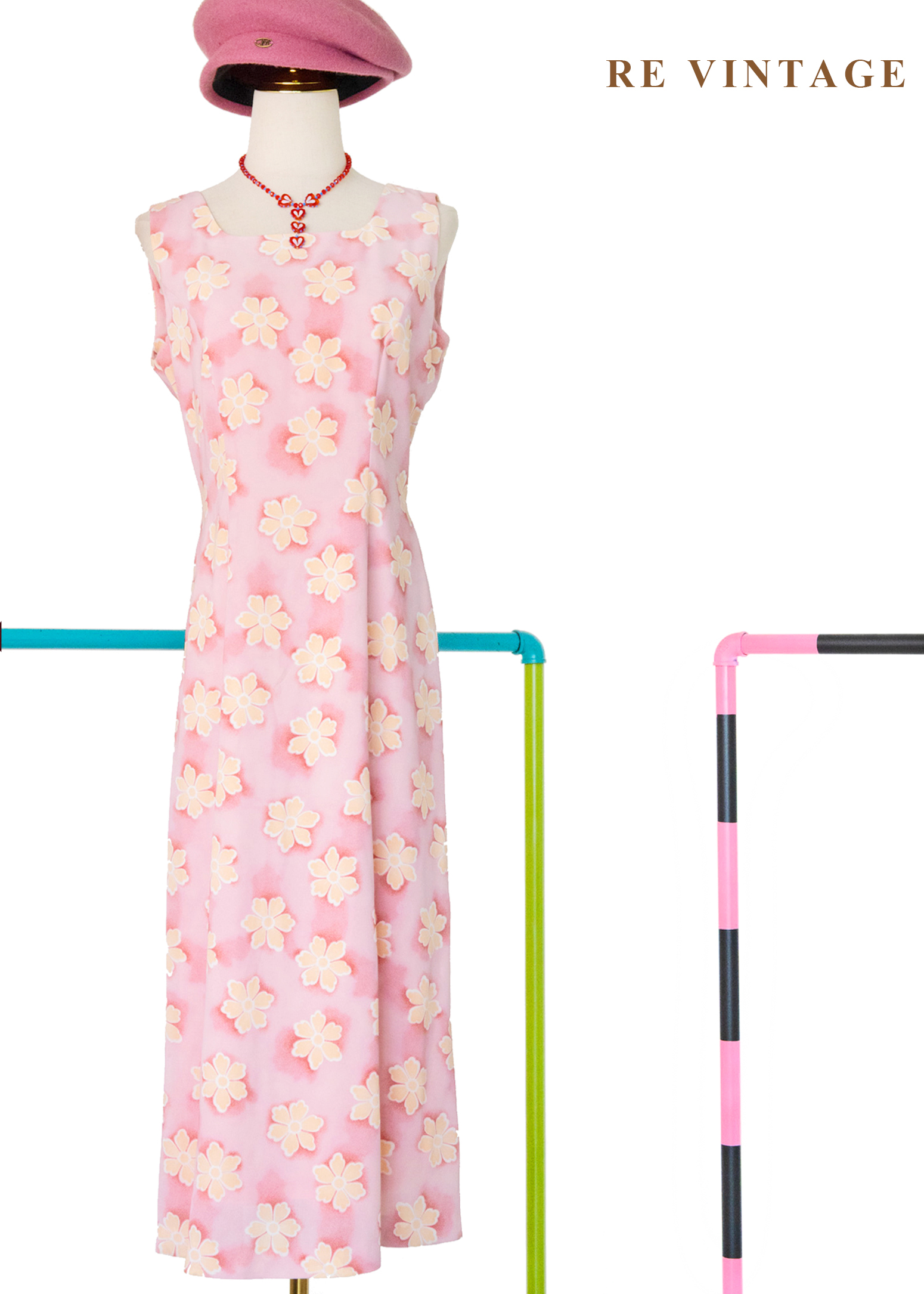 粉紅花瓣柔光擁抱長洋裝