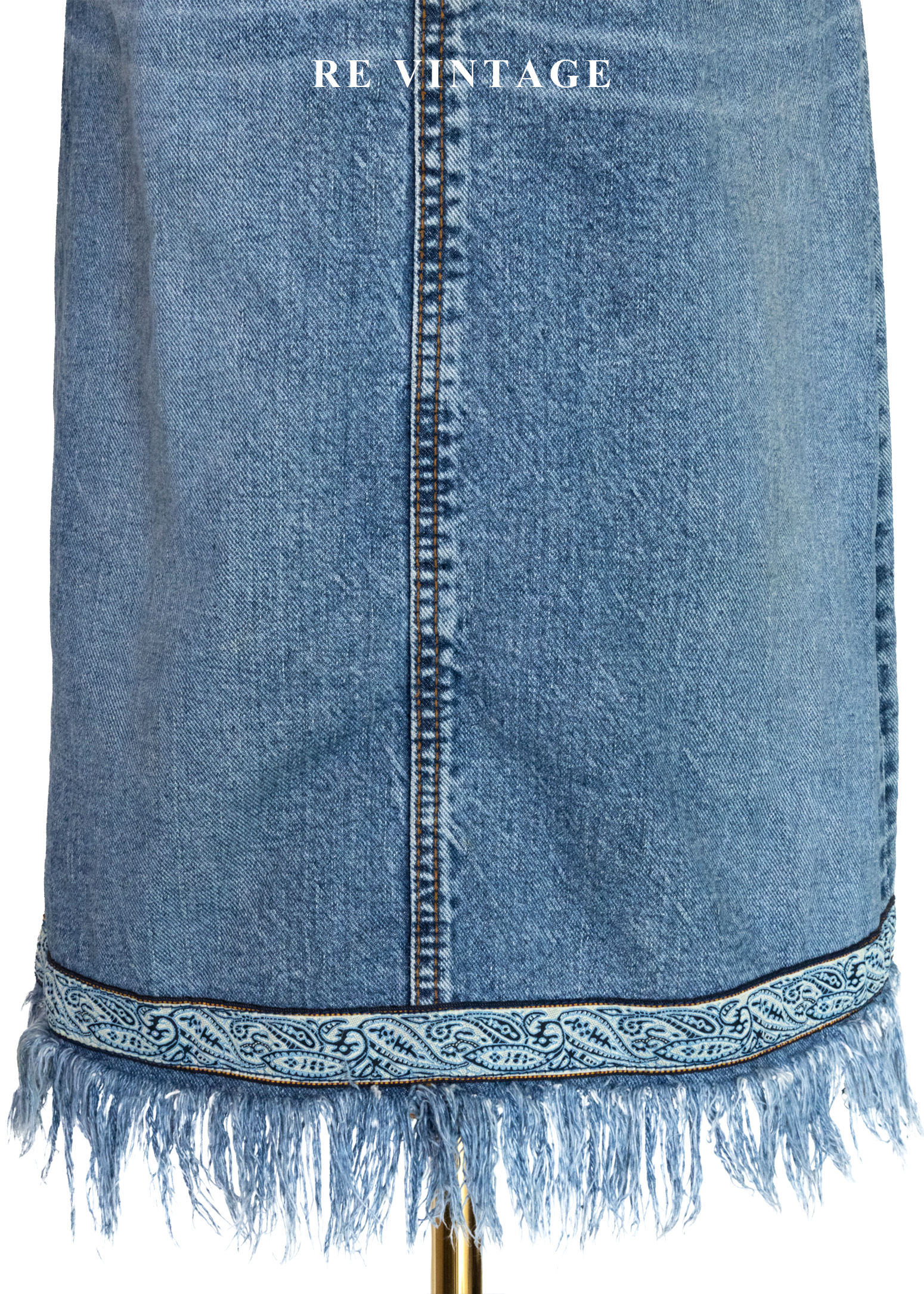 流浪的波西米亞變形蟲緞帶流蘇牛仔裙(27")5