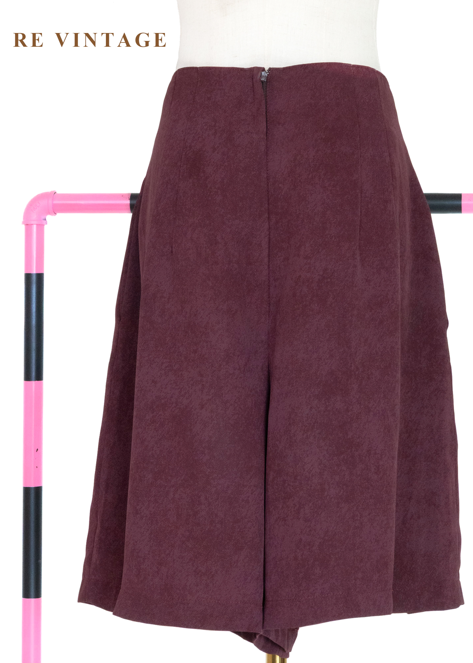 酒紅斑駁紋路高腰寬版五分褲(29")7